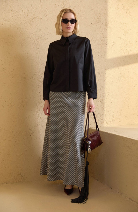 Basic Siyah Pamuk Gömlek - Fatma Atasoy