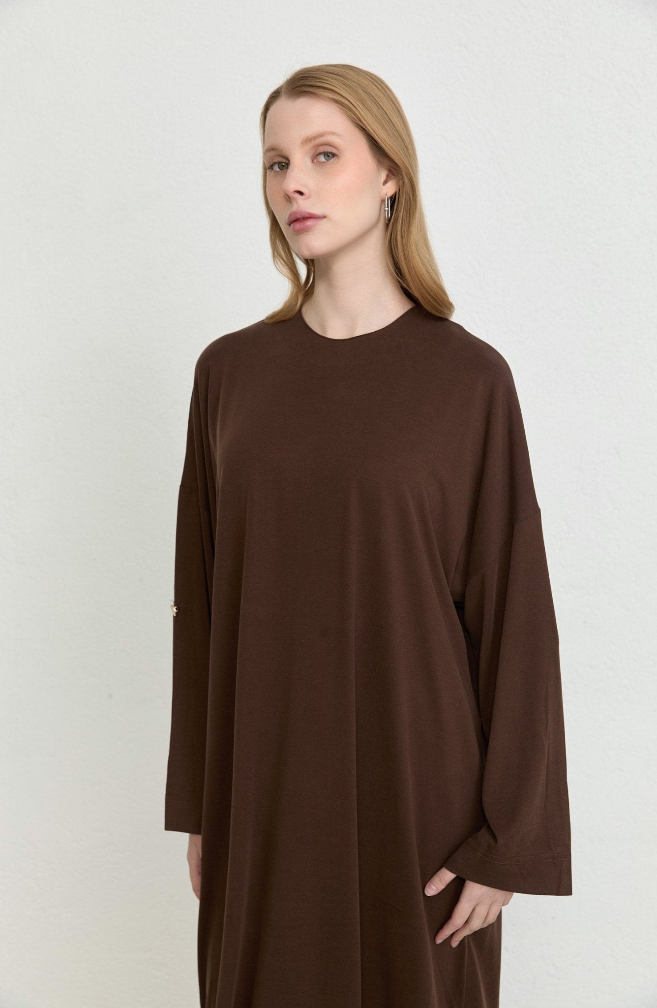 Basic Soft Touch Modal Kahverengi Elbise - Fatma Atasoy