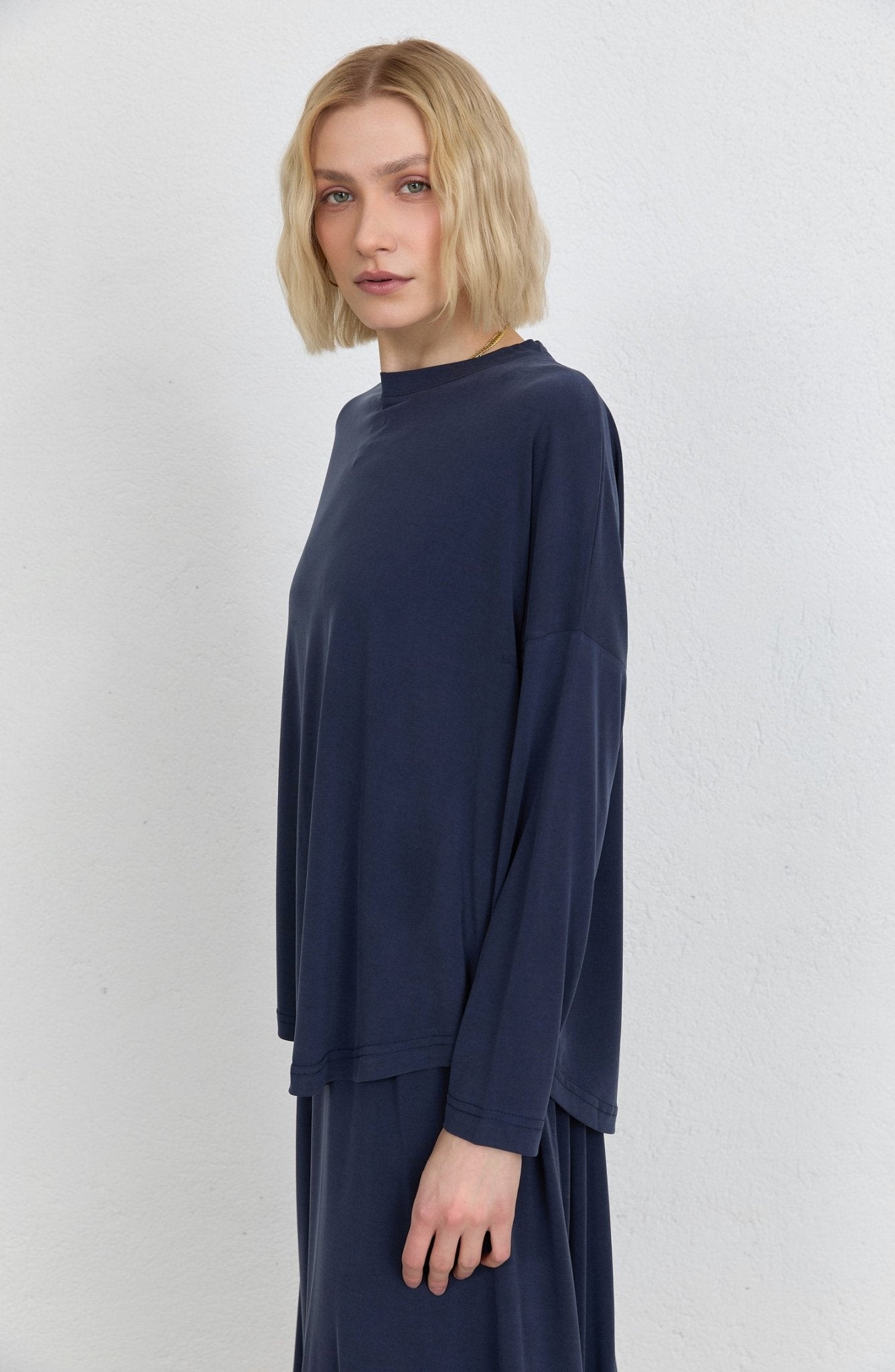 Basic Soft Touch Modal Lacivert Etekli İkili Takım - Fatma Atasoy