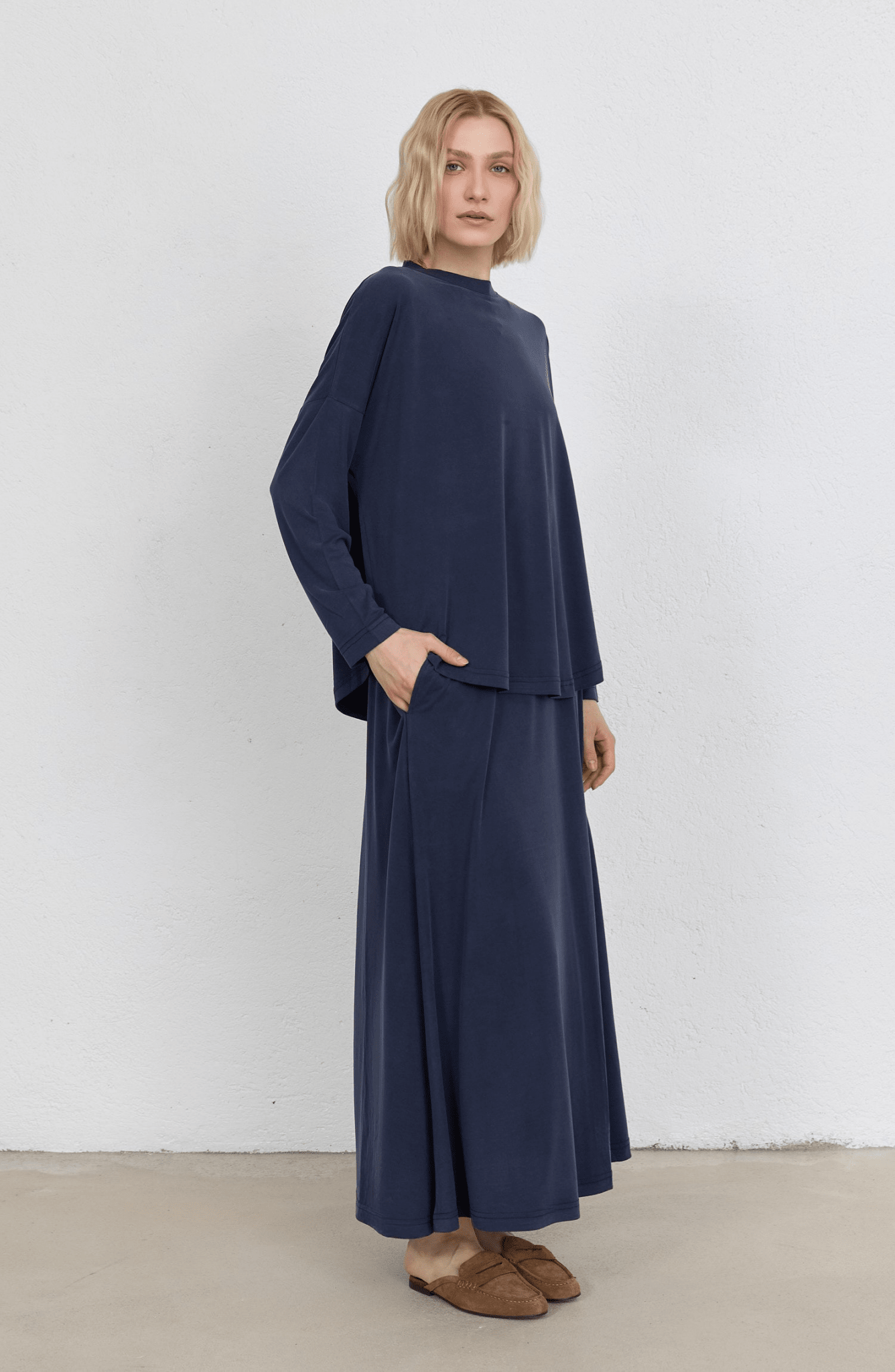 Basic Soft Touch Modal Lacivert Etekli İkili Takım - Fatma Atasoy