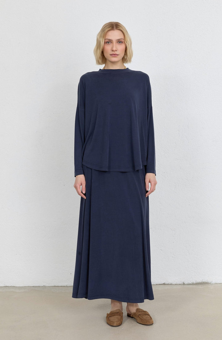 Basic Soft Touch Modal Lacivert Etekli İkili Takım - Fatma Atasoy