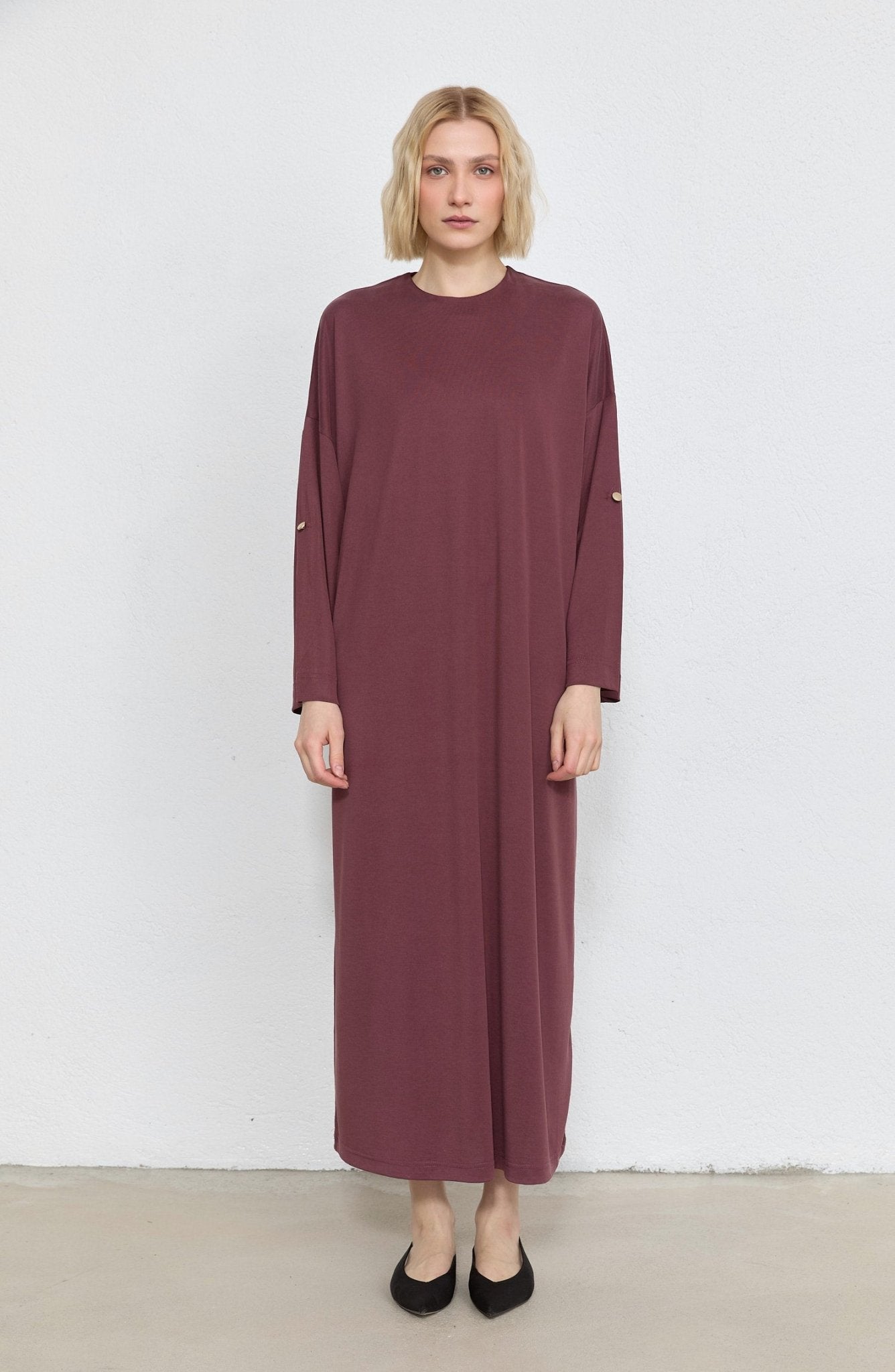 Basic Soft Touch Modal Mürdüm Elbise - Fatma Atasoy