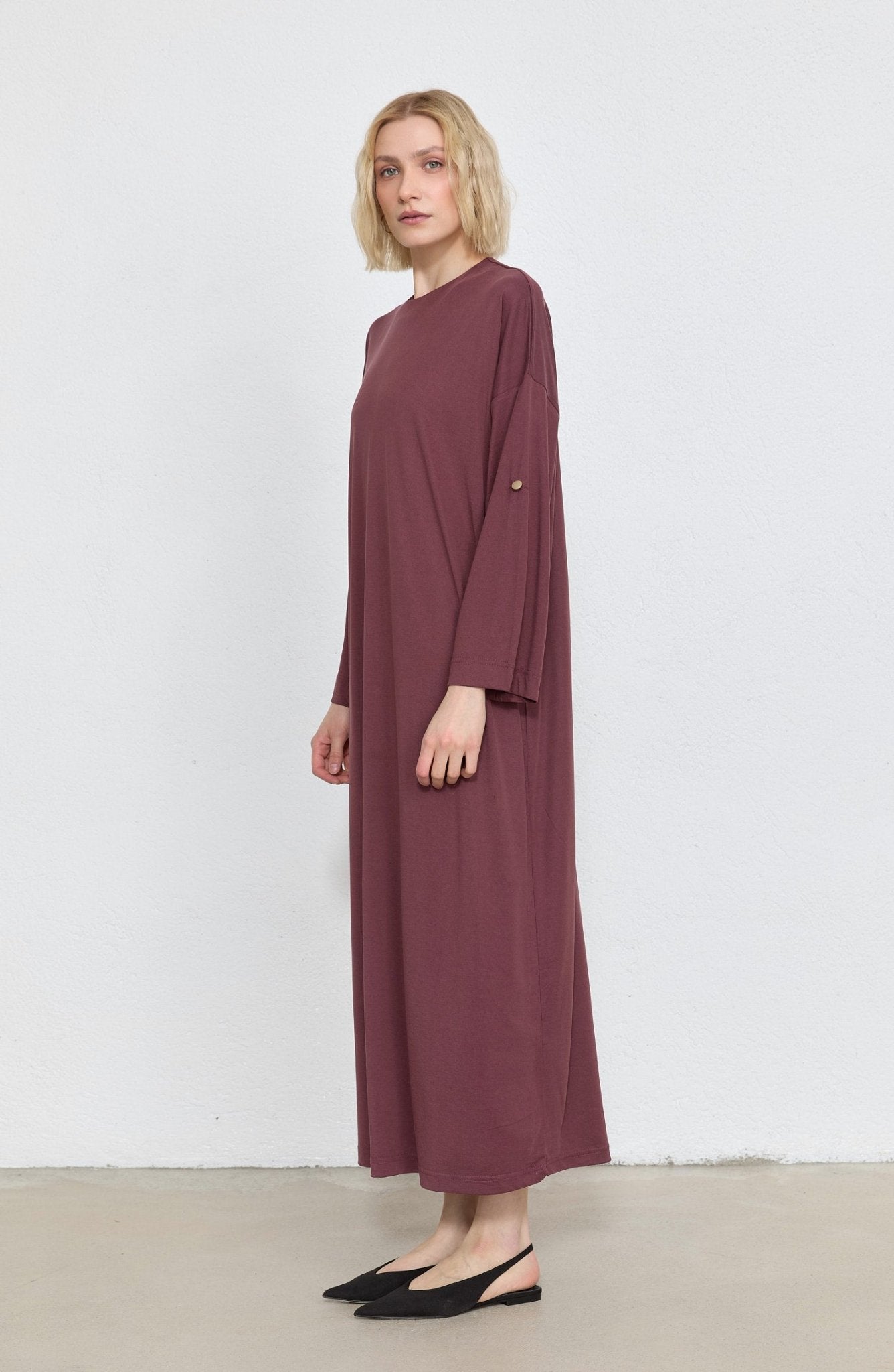 Basic Soft Touch Modal Mürdüm Elbise - Fatma Atasoy