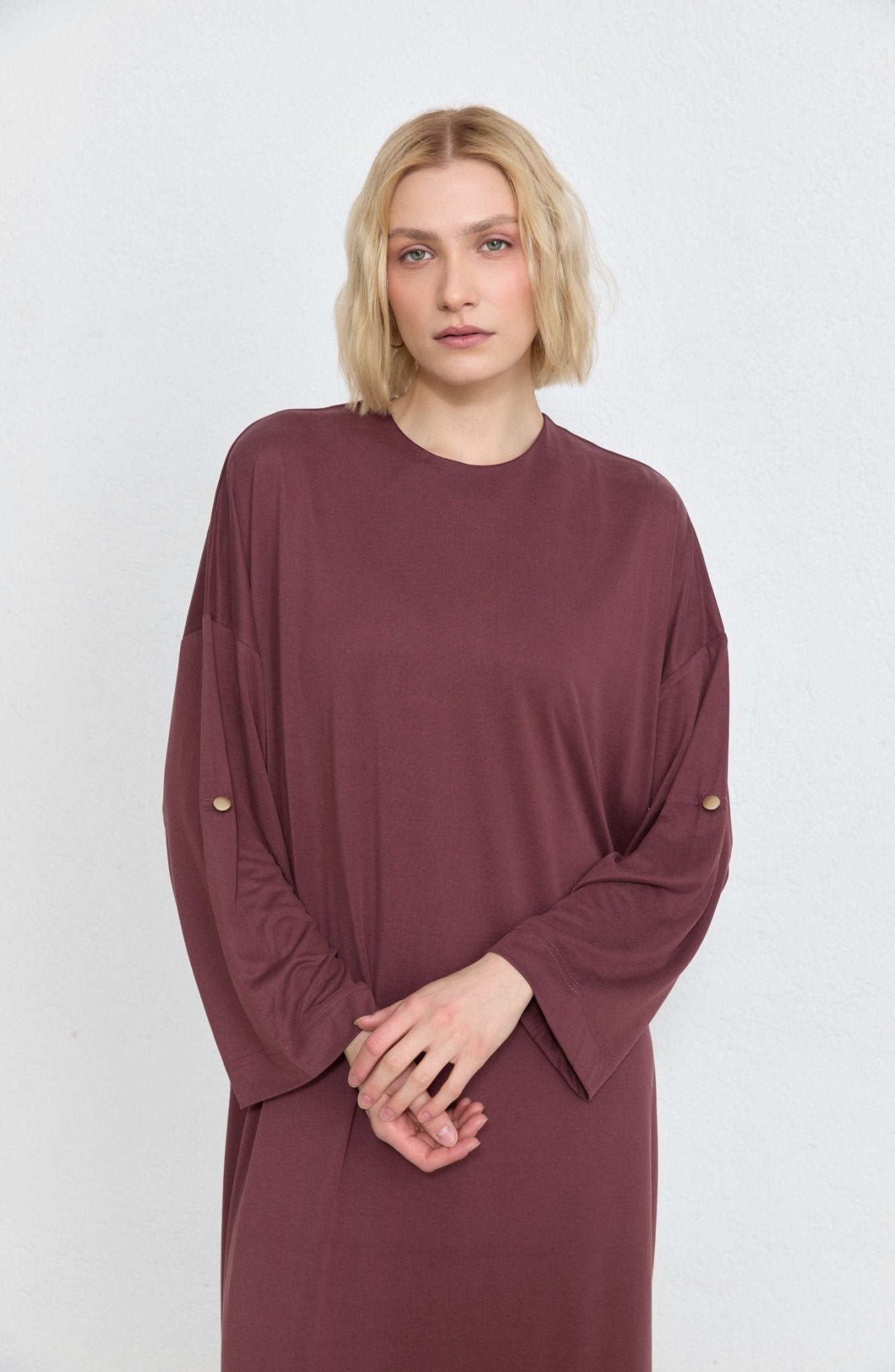 Basic Soft Touch Modal Mürdüm Elbise - Fatma Atasoy