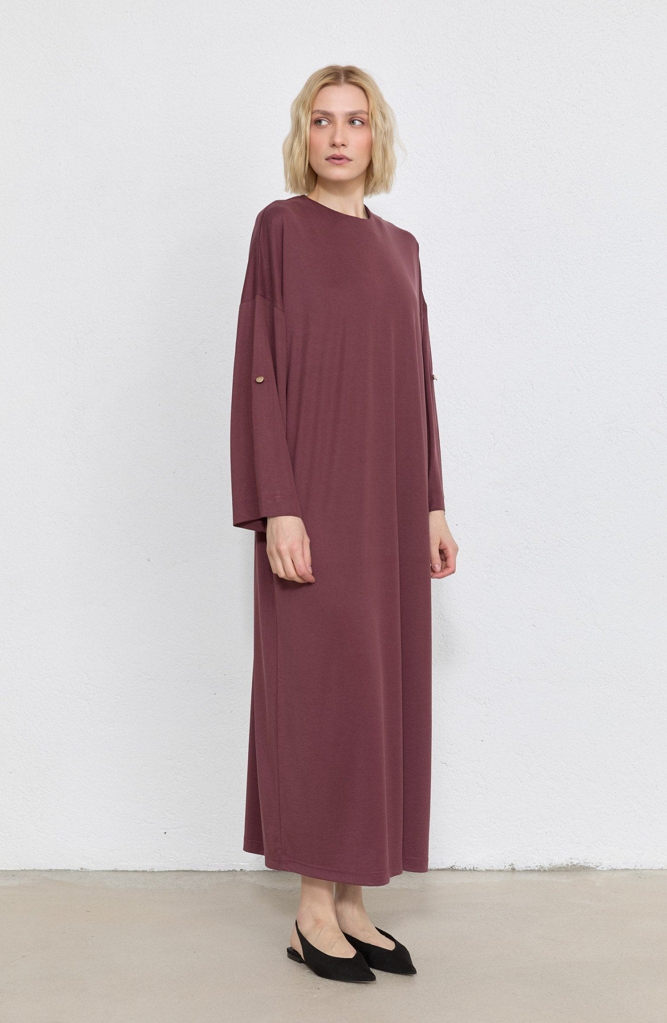 Basic Soft Touch Modal Mürdüm Elbise - Fatma Atasoy