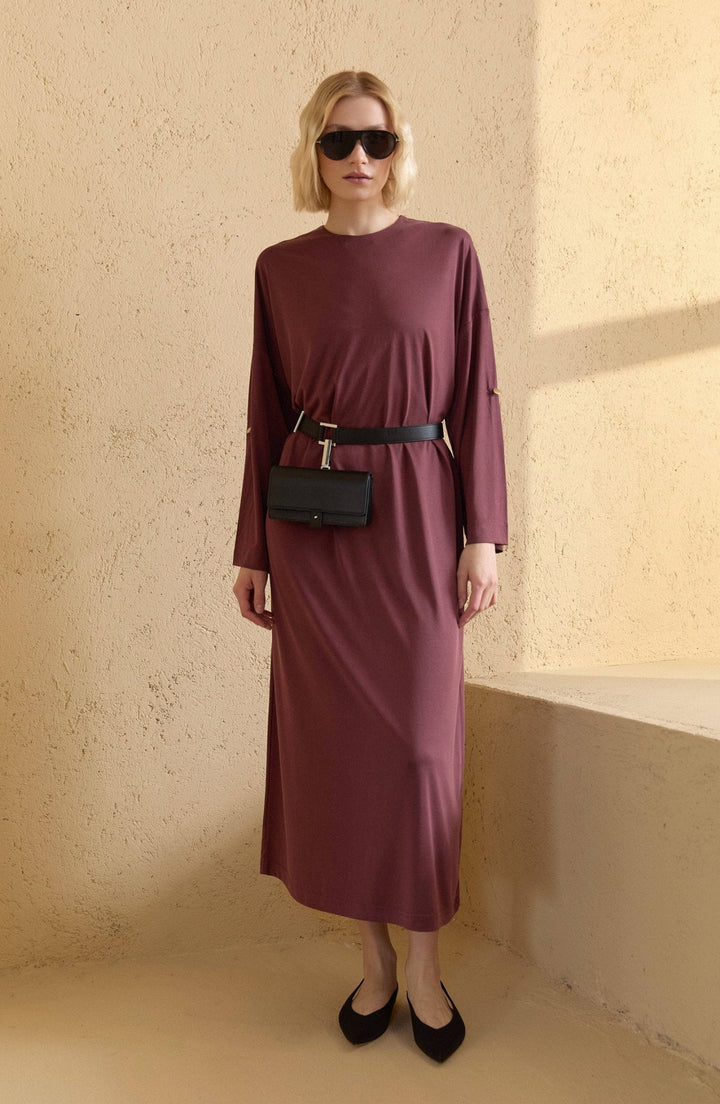 Basic Soft Touch Modal Mürdüm Elbise - Fatma Atasoy