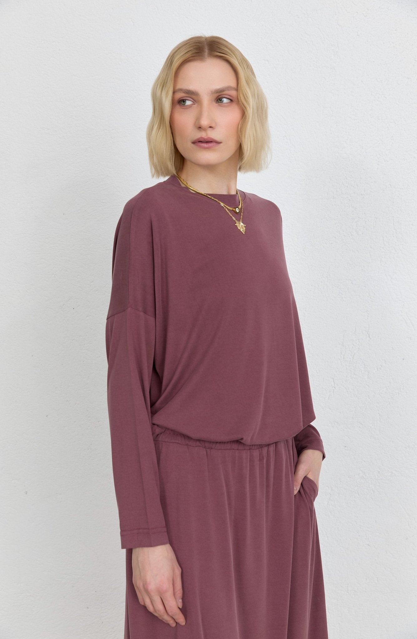 Basic Soft Touch Modal Mürdüm Etekli İkili Takım - Fatma Atasoy