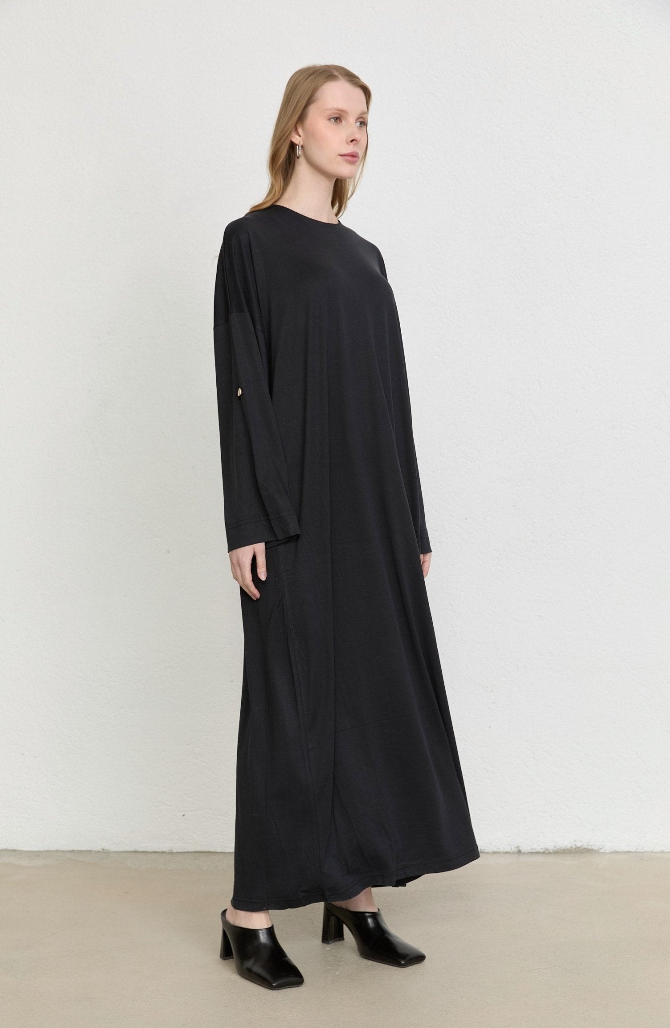 Basic Soft Touch Modal Siyah Elbise - Fatma Atasoy