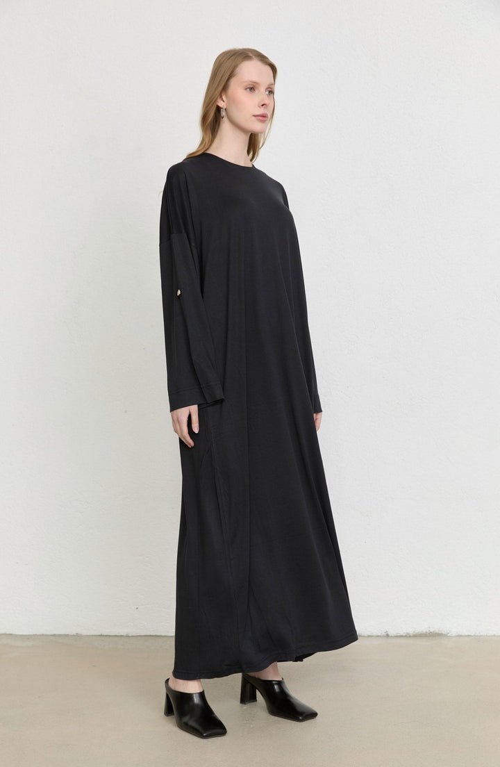 Basic Soft Touch Modal Siyah Elbise - Fatma Atasoy