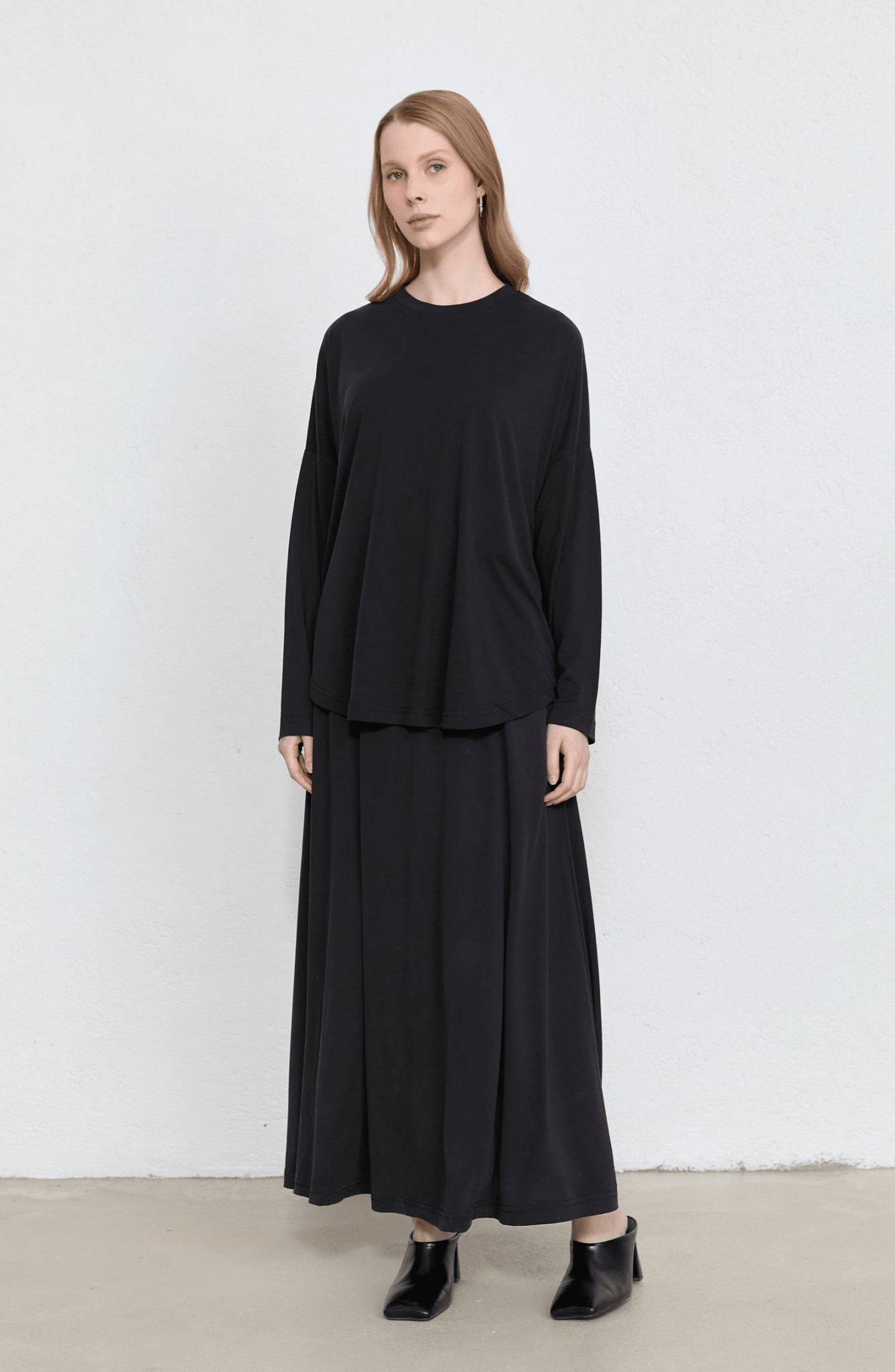 Basic Soft Touch Modal Siyah Etekli İkili Takım - Fatma Atasoy