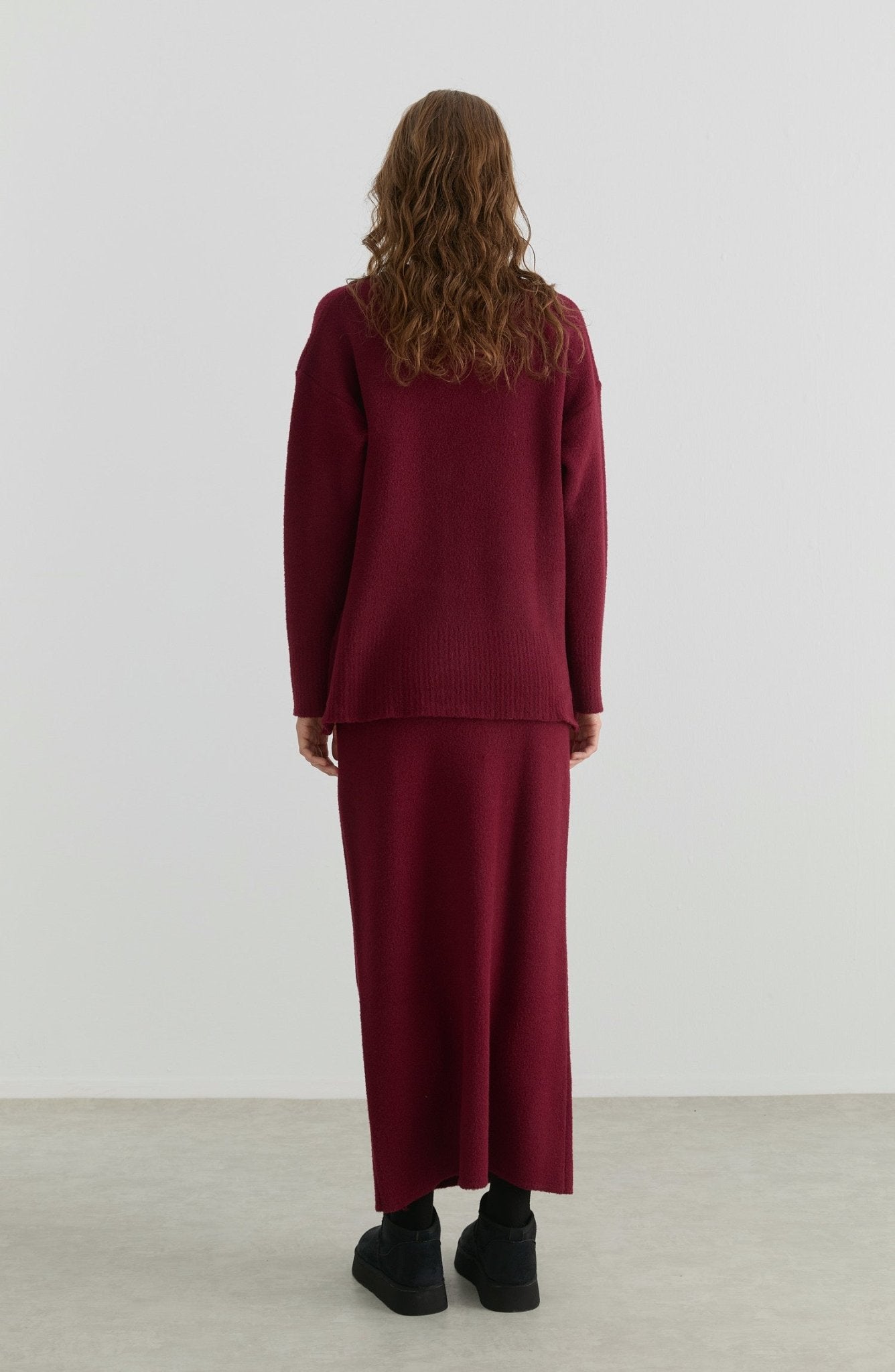 Basic Yumoş Bordo Triko Etekli İkili Takım - Fatma Atasoy