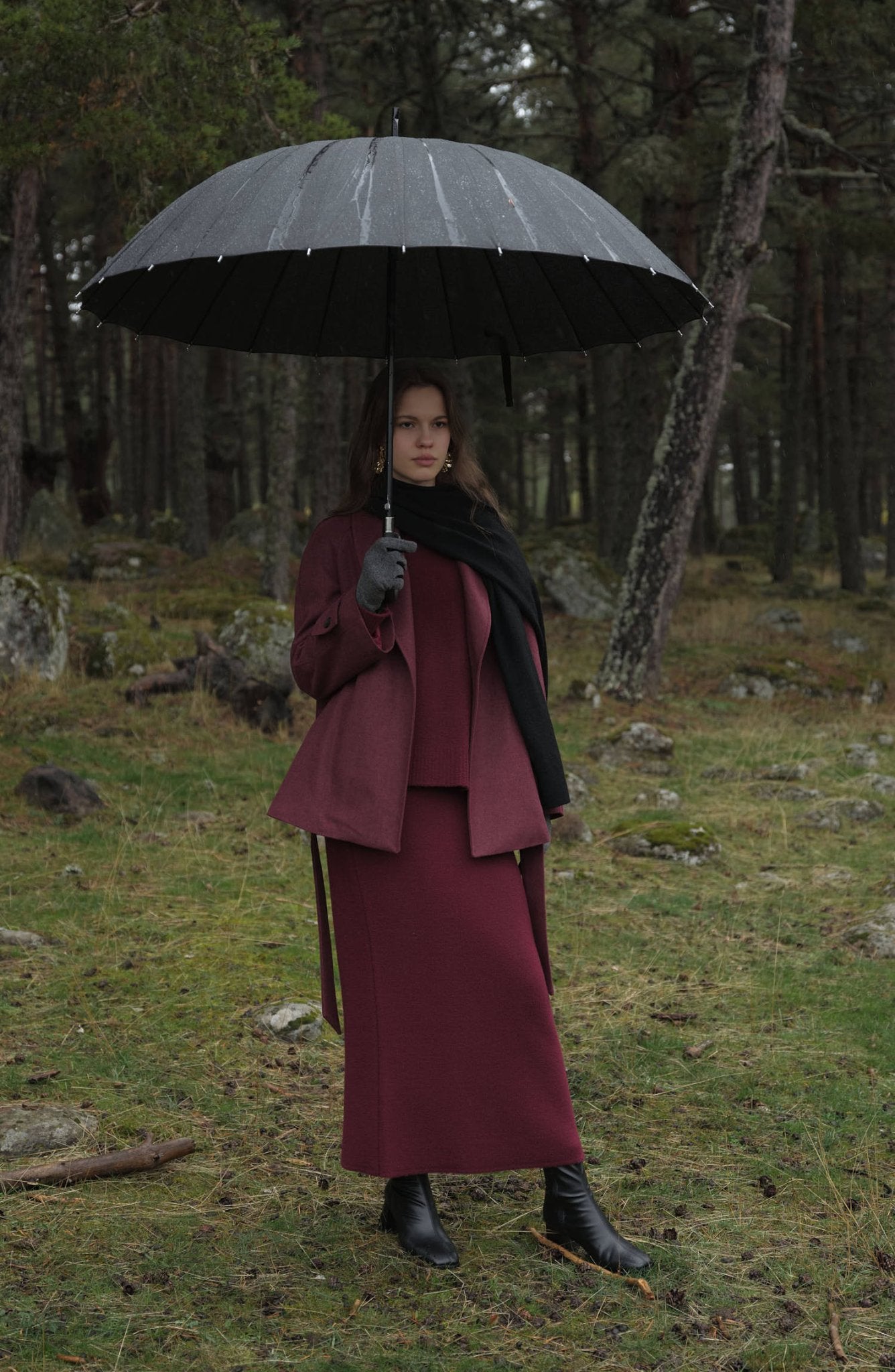 Basic Yumoş Bordo Triko Etekli İkili Takım - Fatma Atasoy