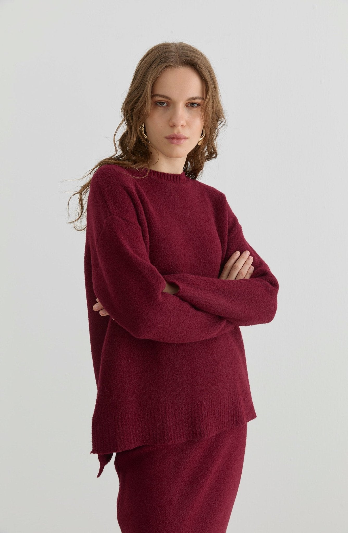 Basic Yumoş Bordo Triko Etekli İkili Takım - Fatma Atasoy