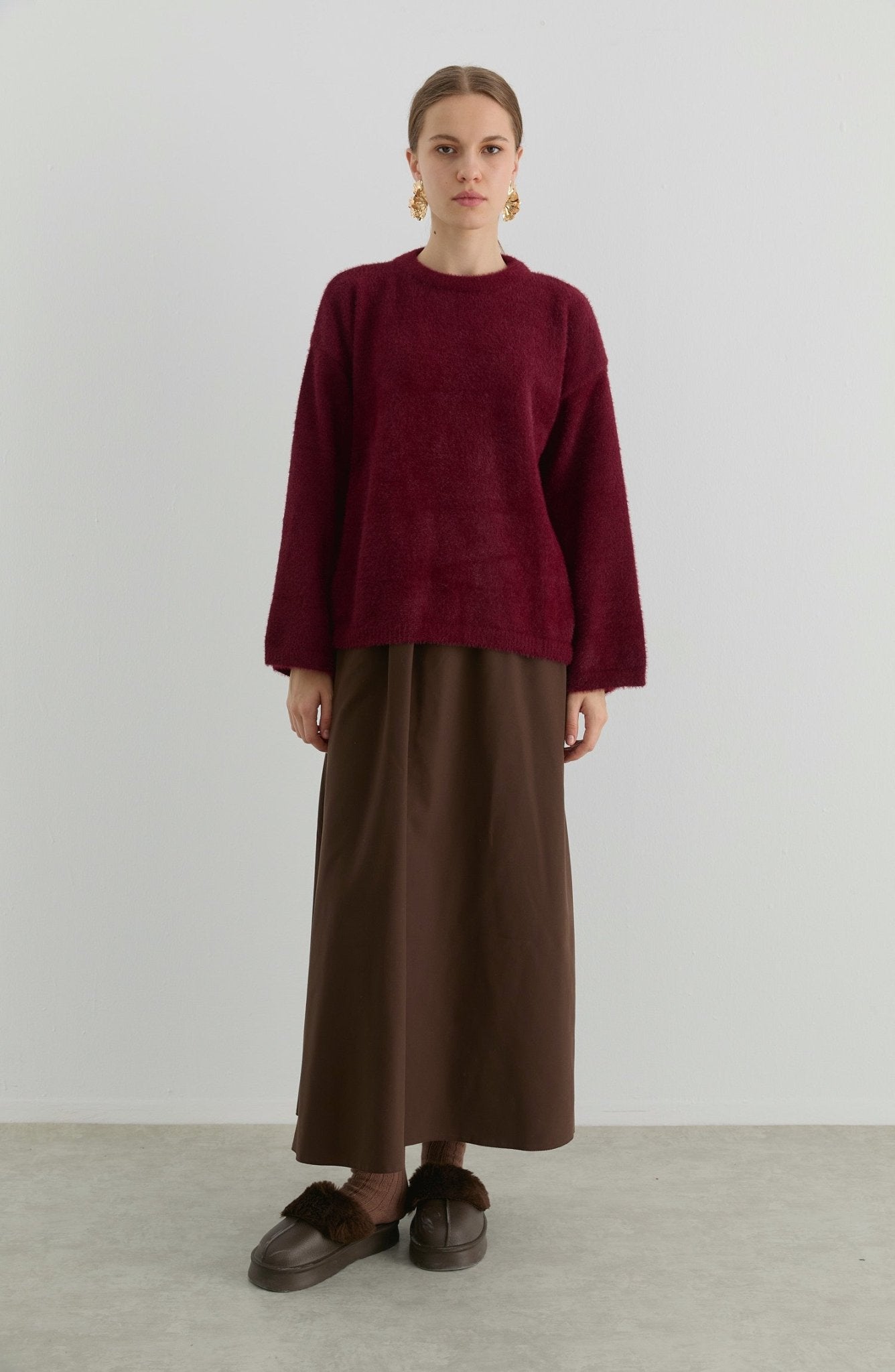 Basic Yumoş Bordo Triko Kazak - Fatma Atasoy