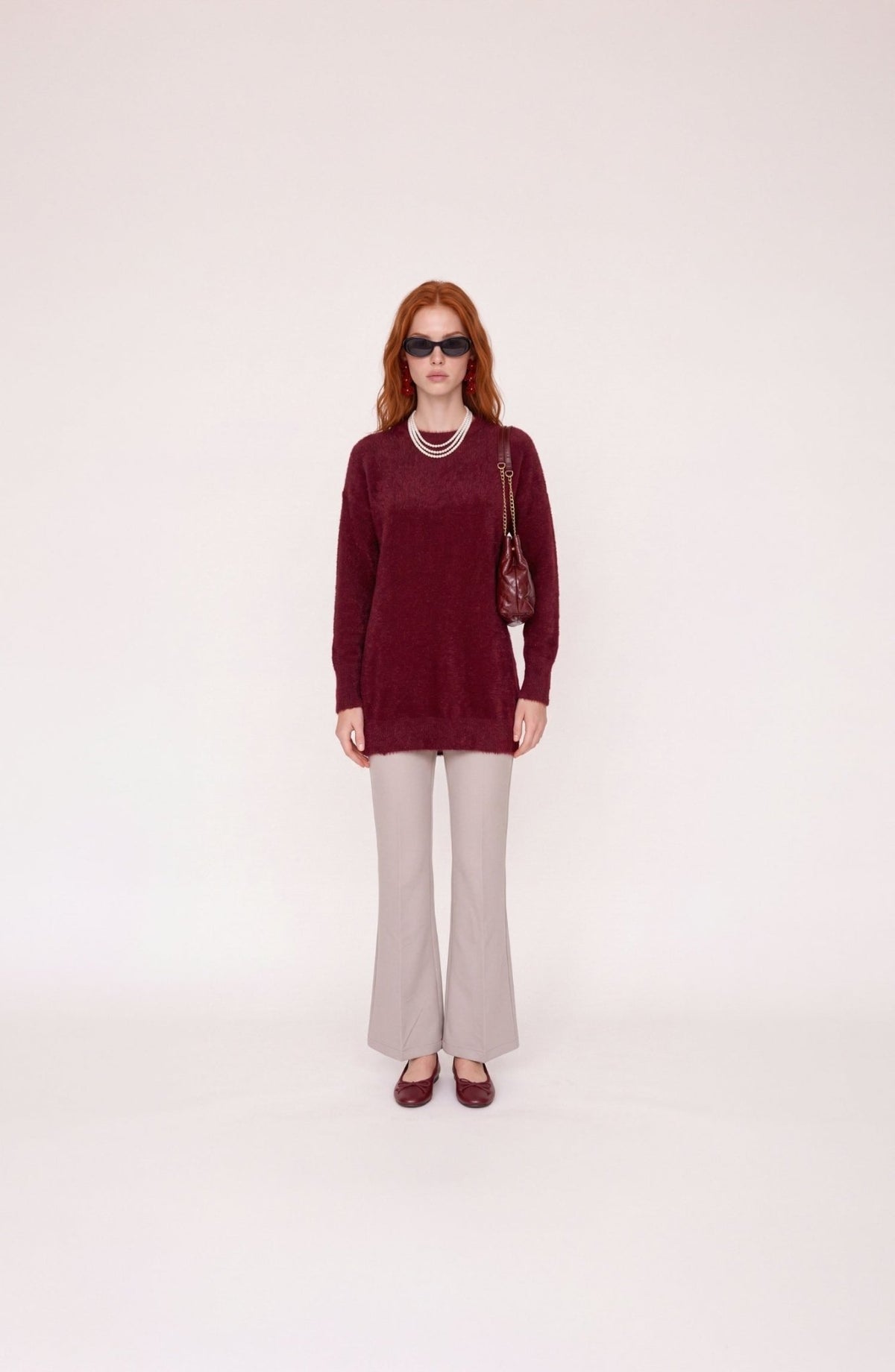Basic Yumoş Bordo Triko Kazak - Fatma Atasoy