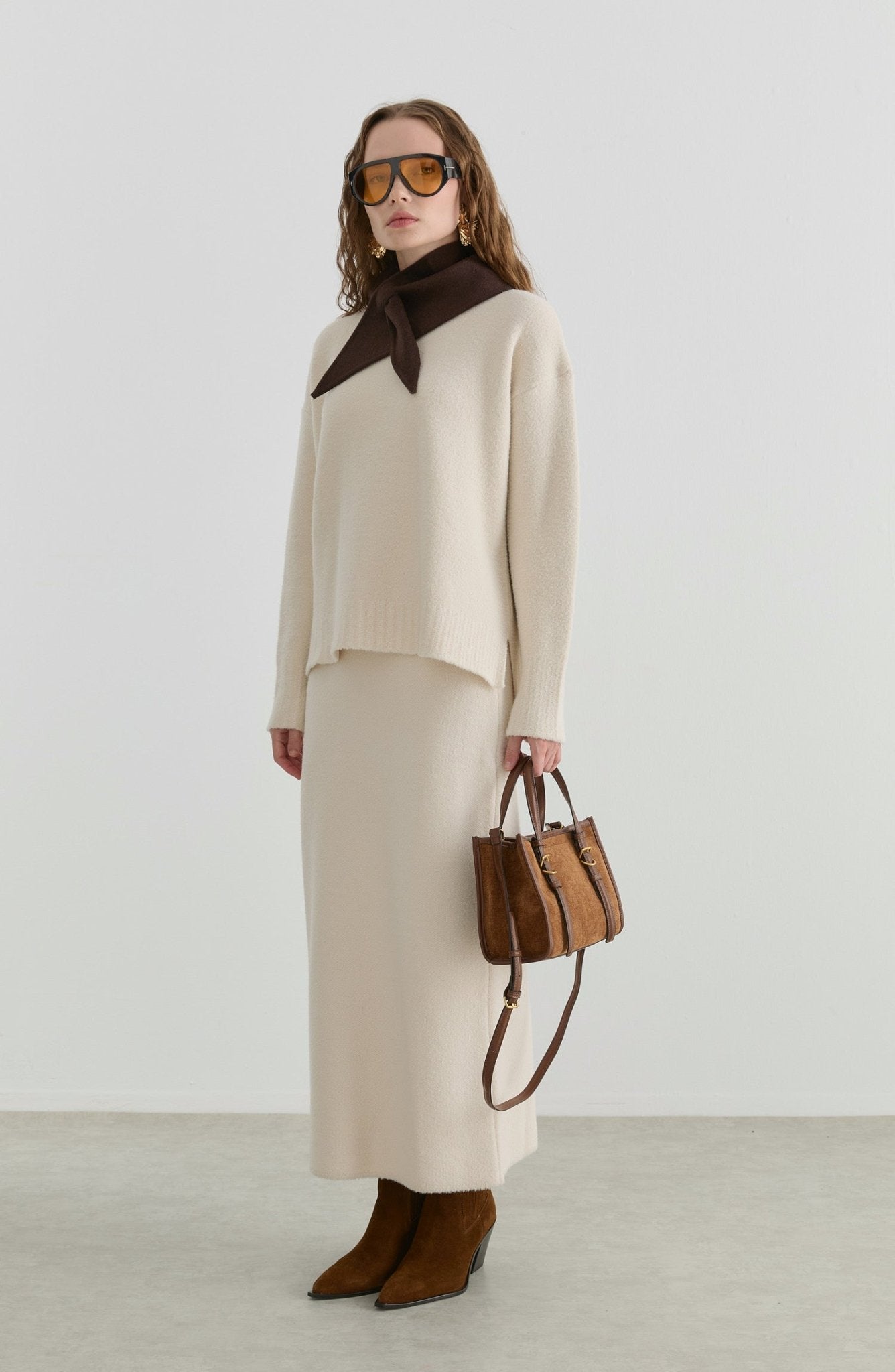 Basic Yumoş Ekru Triko Etekli İkili Takım - Fatma Atasoy