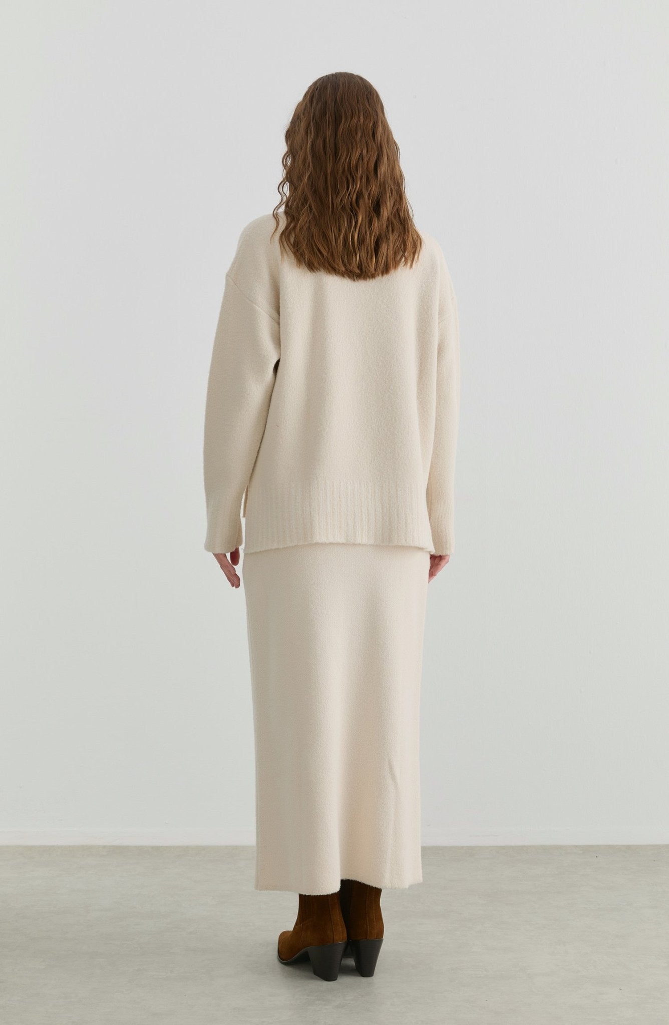 Basic Yumoş Ekru Triko Etekli İkili Takım - Fatma Atasoy