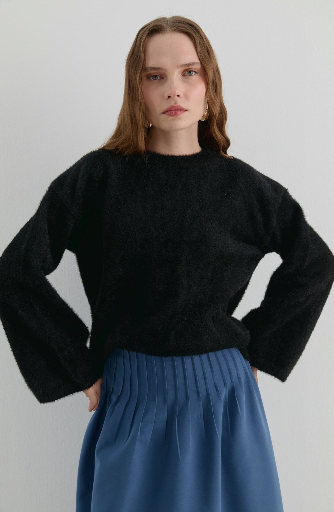 Basic Yumoş Siyah Triko Kazak - Fatma Atasoy