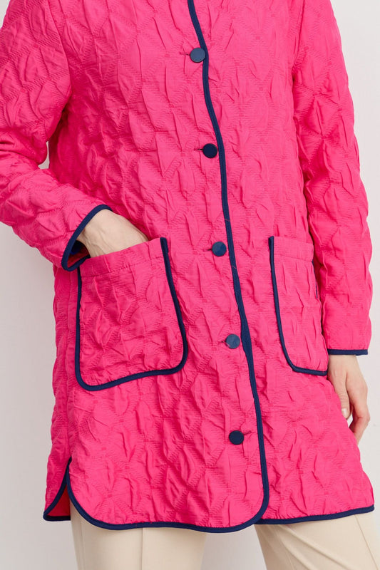 Biyeli İnce Kapitone Ceket Pembe - Fatma Atasoy
