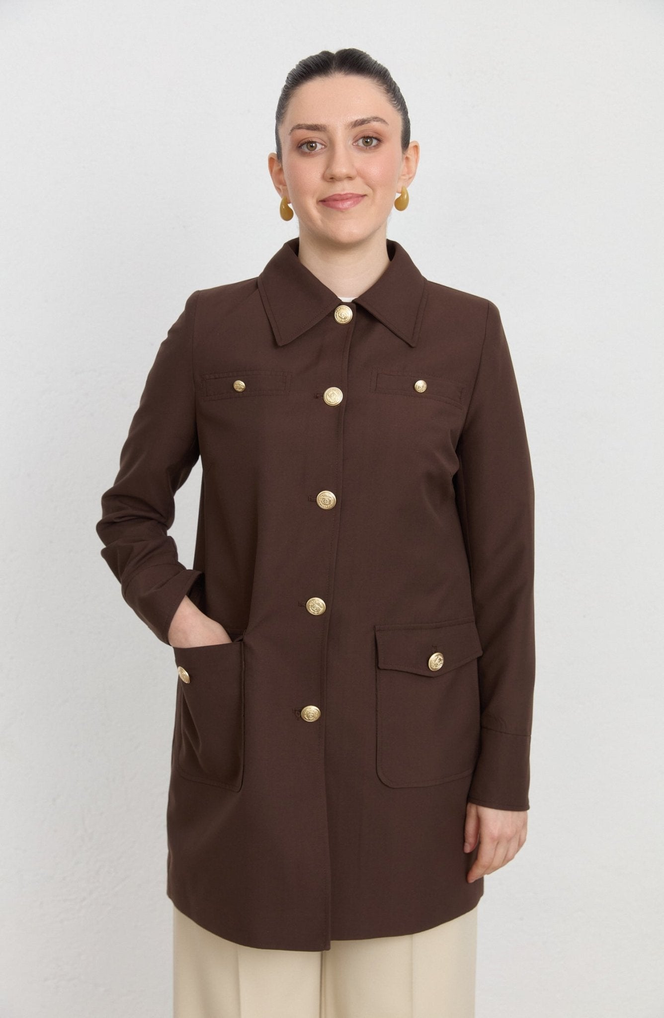 Blazer Acı Kahve Trenç Ceket - Fatma Atasoy