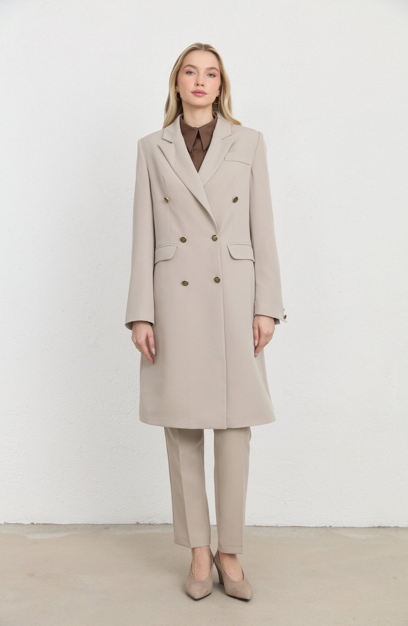 Blazer Bej Tek Ceket - Fatma Atasoy