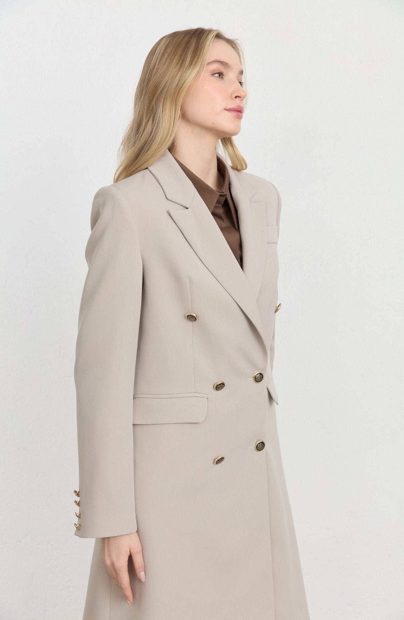 Blazer Bej Tek Ceket - Fatma Atasoy