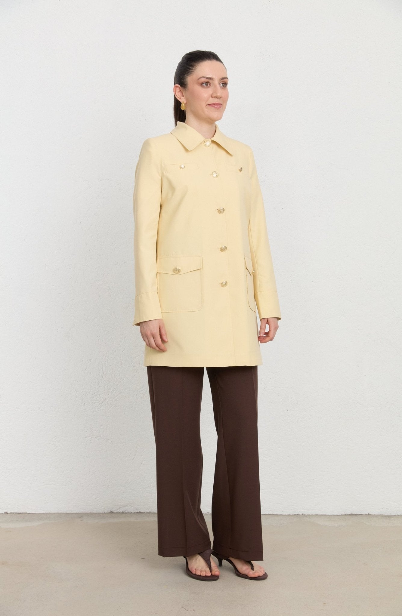 Blazer Butter Sarı Trenç Ceket - Fatma Atasoy