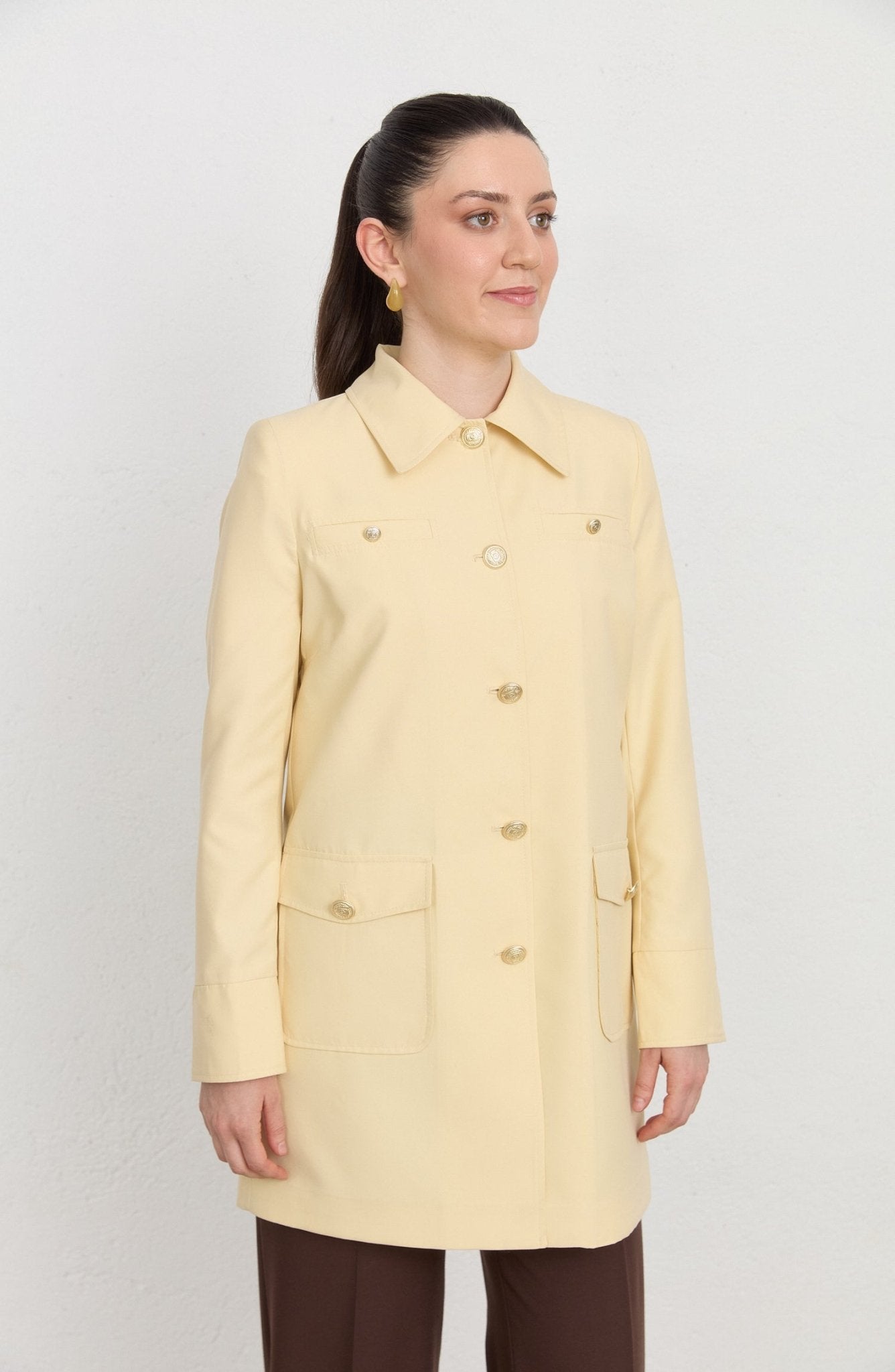 Blazer Butter Sarı Trenç Ceket - Fatma Atasoy