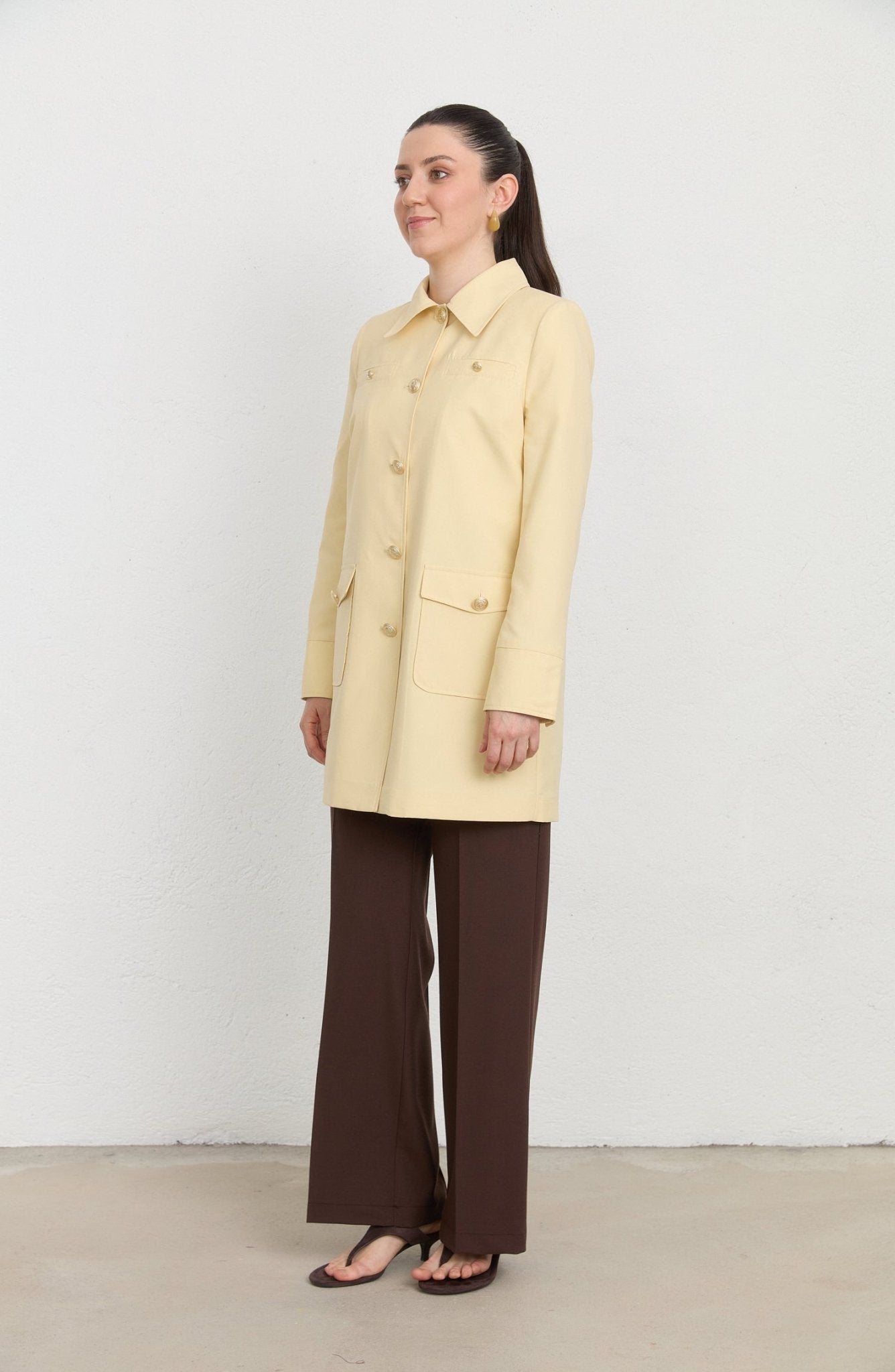 Blazer Butter Sarı Trenç Ceket - Fatma Atasoy
