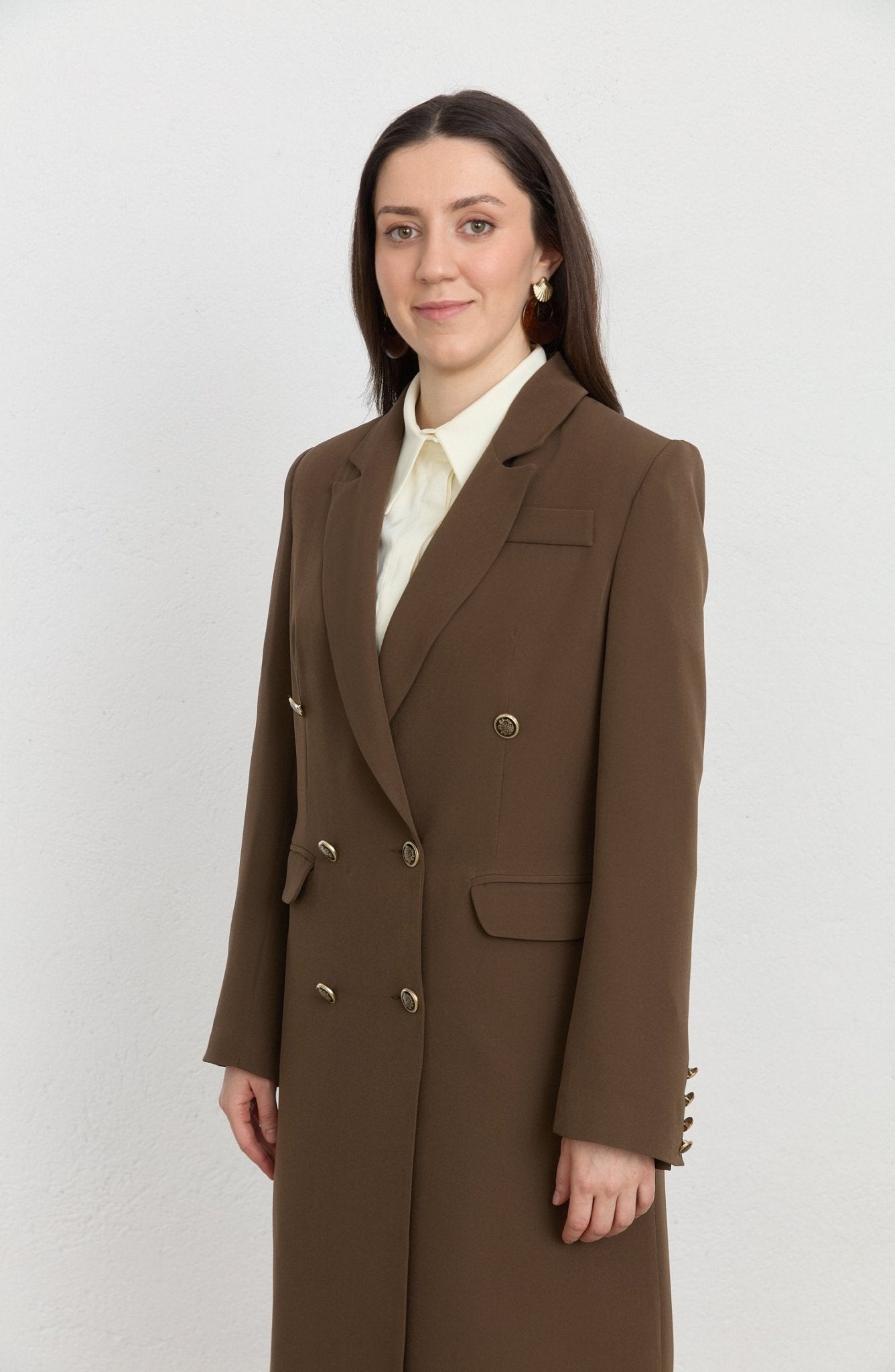 Blazer Kahverengi Tek Ceket - Fatma Atasoy