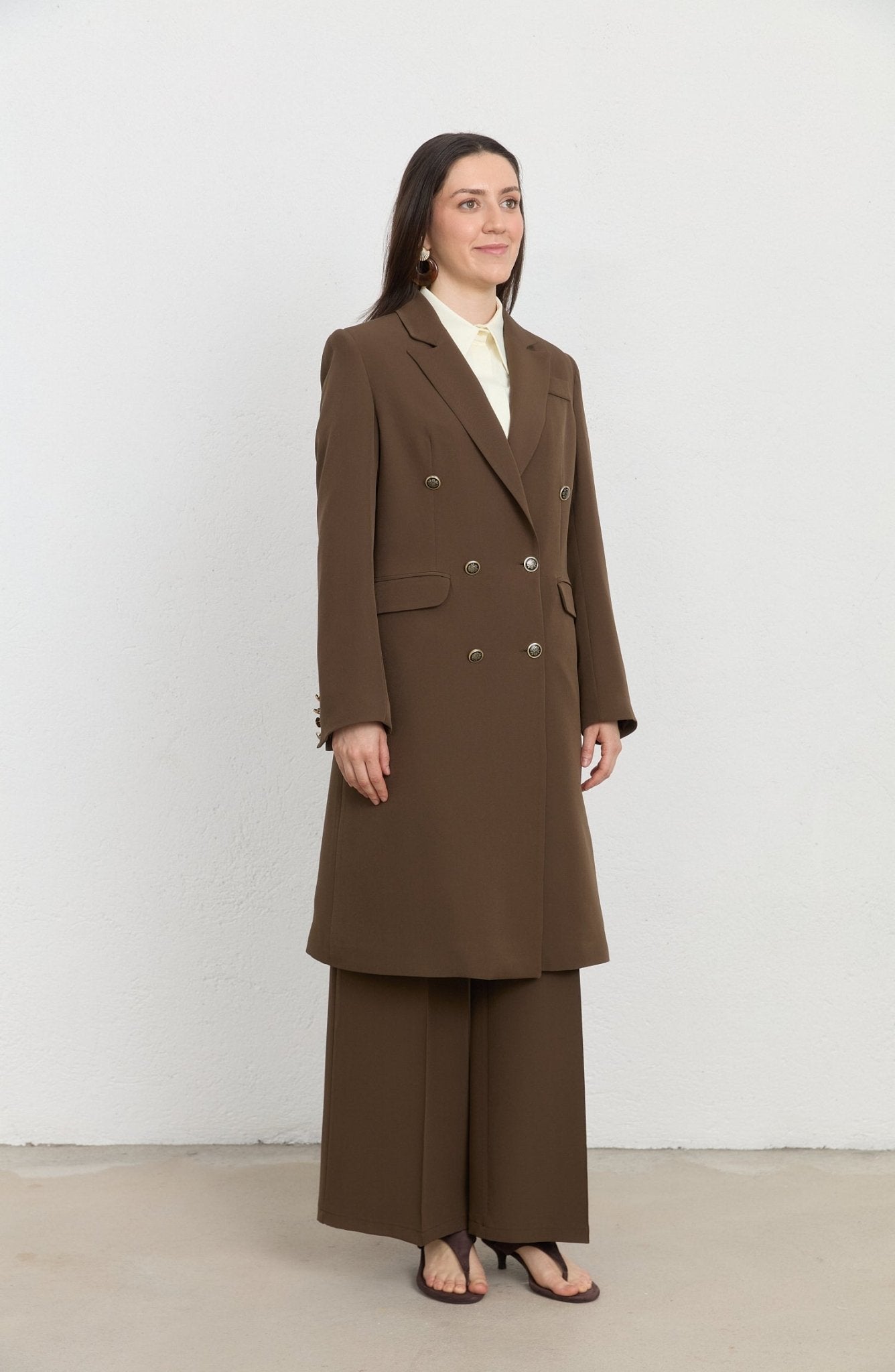 Blazer Kahverengi Tek Ceket - Fatma Atasoy