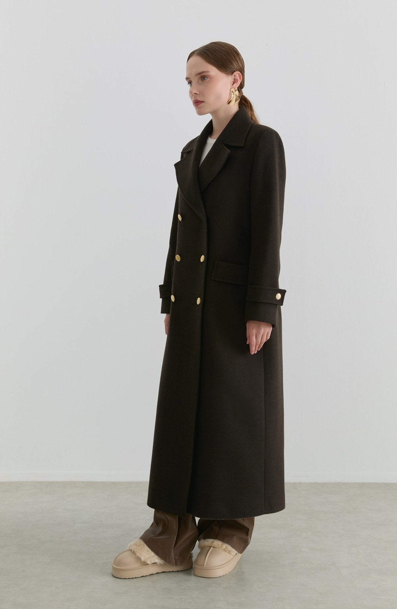 Blazer Maksi Acı Kahve Kaşmir Kaban - Fatma Atasoy