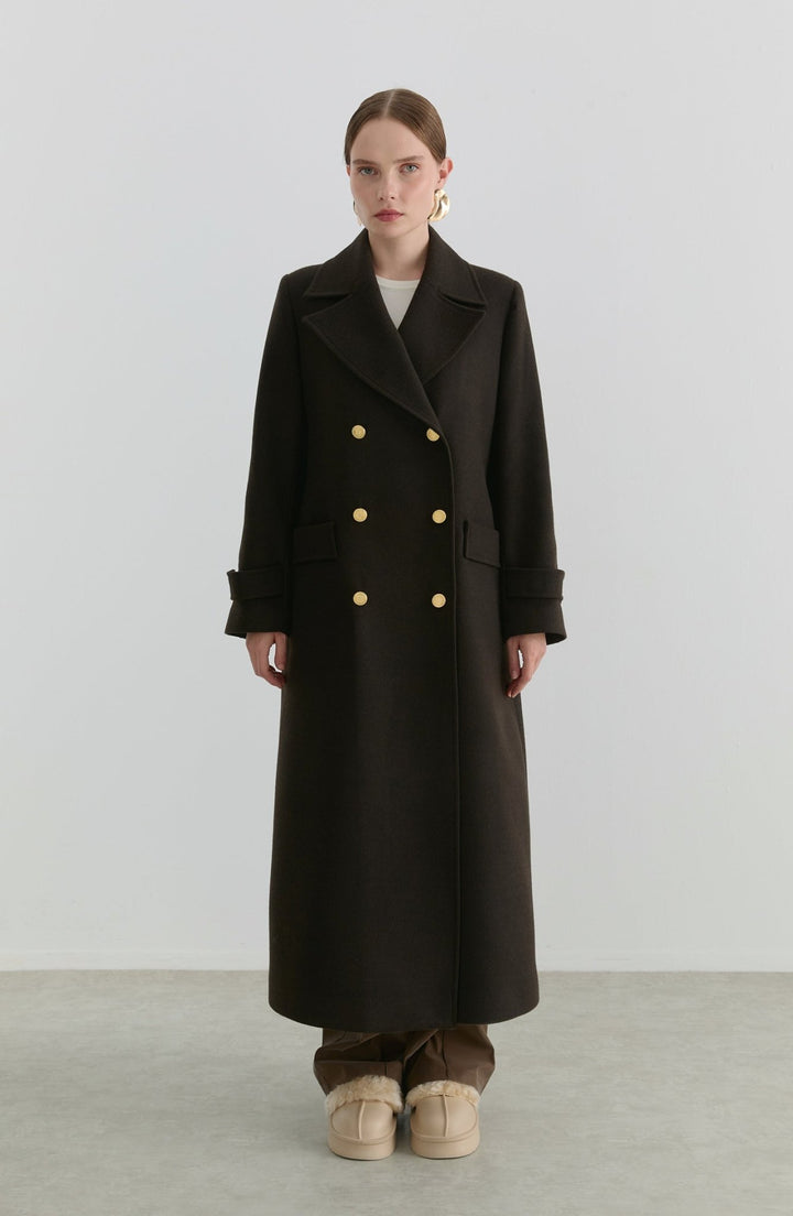 Blazer Maksi Acı Kahve Kaşmir Kaban - Fatma Atasoy