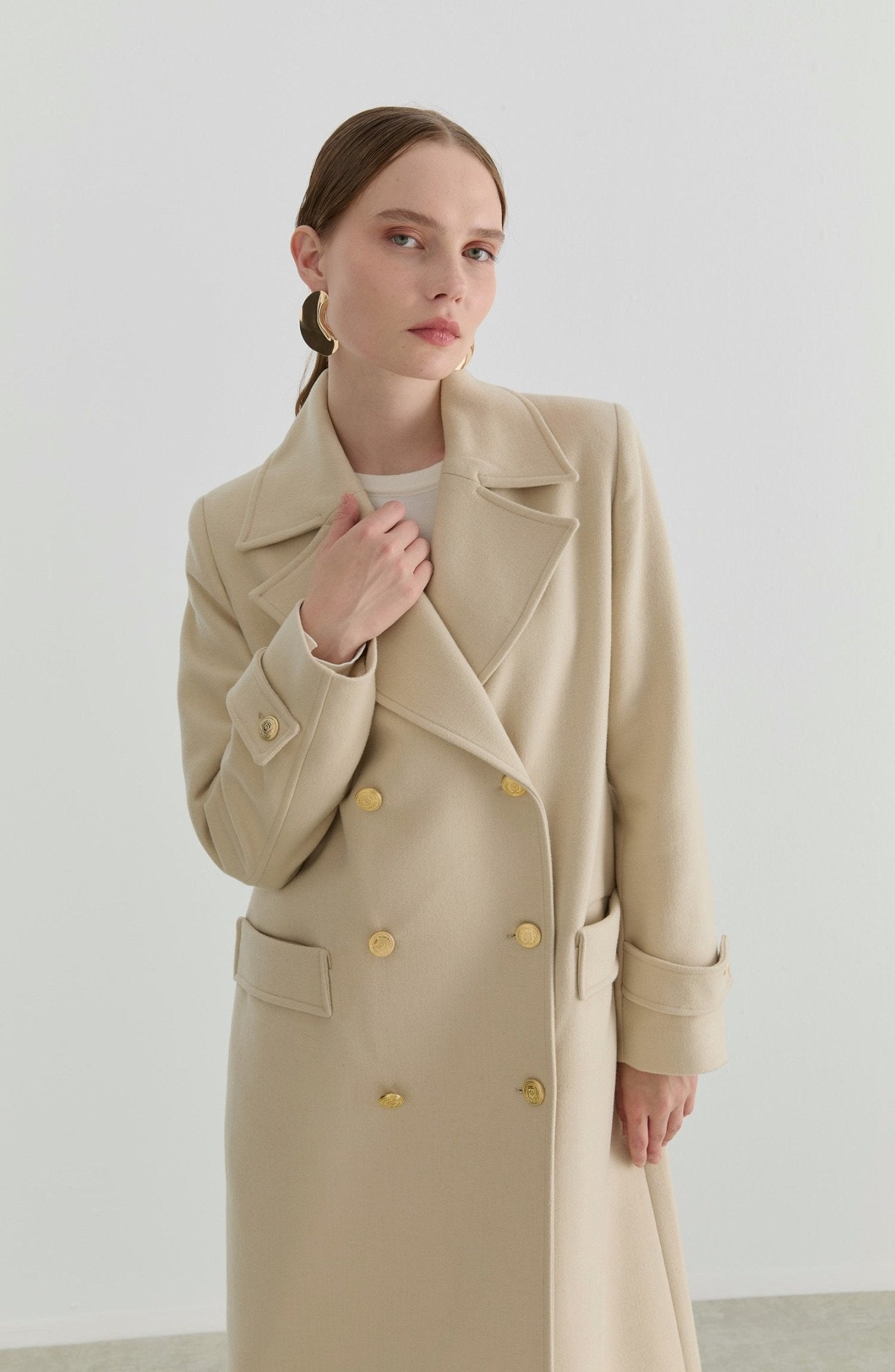 Blazer Maksi Bej Kaşmir Kaban - Fatma Atasoy