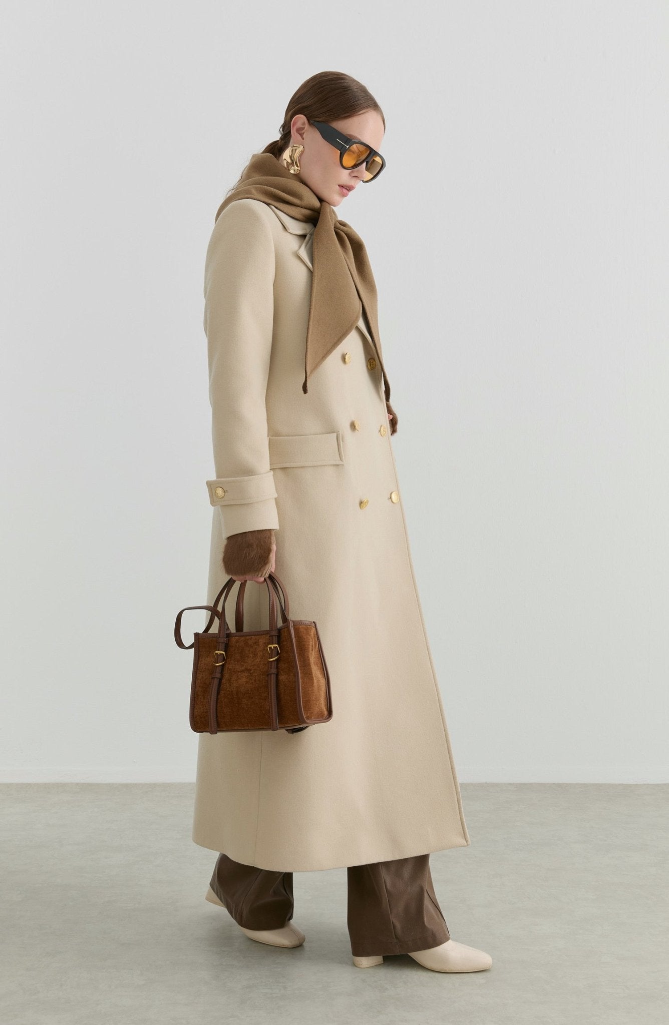 Blazer Maksi Bej Kaşmir Kaban - Fatma Atasoy