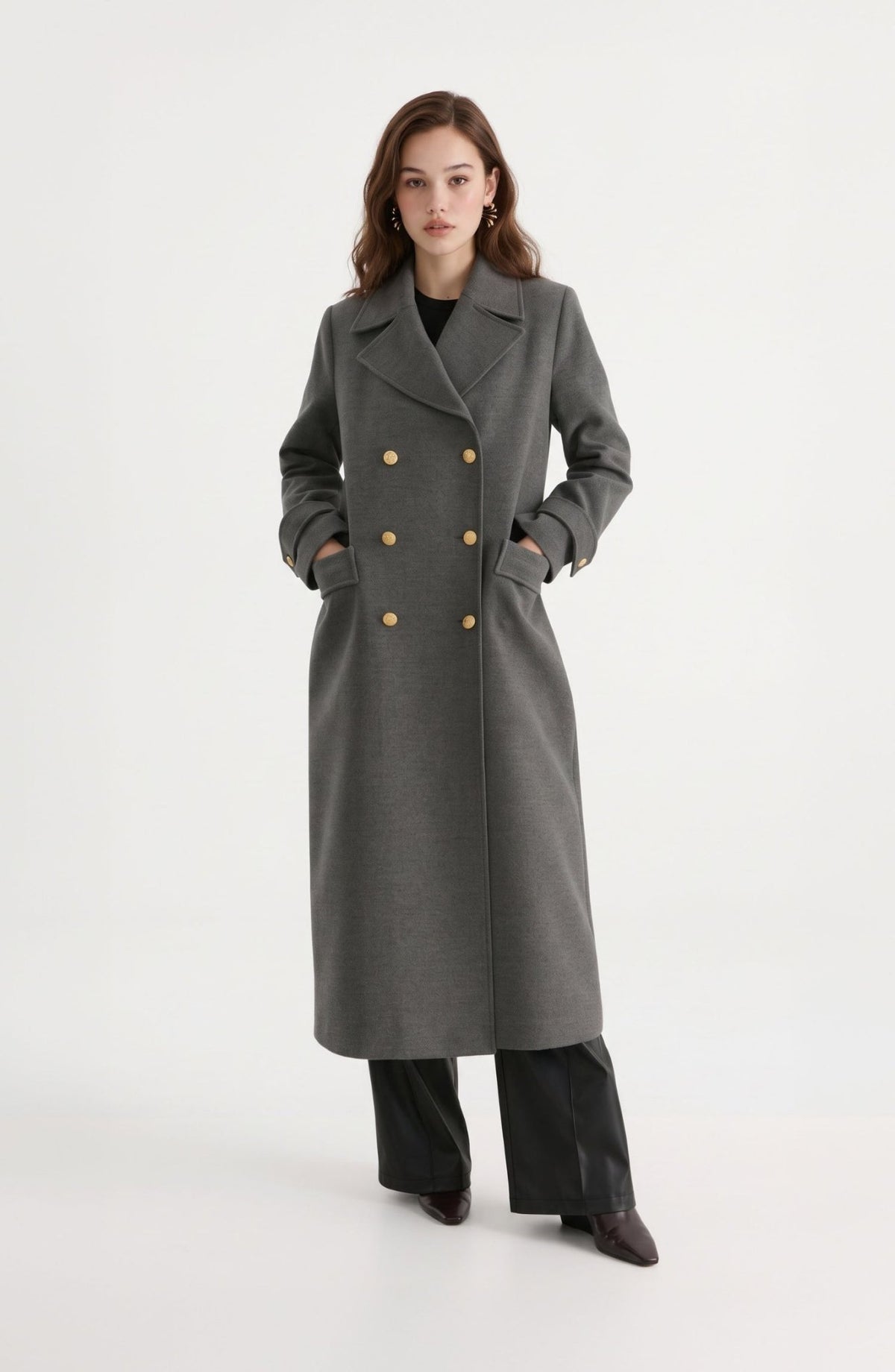 Blazer Maksi Gri Kaşmir Kaban - Fatma Atasoy