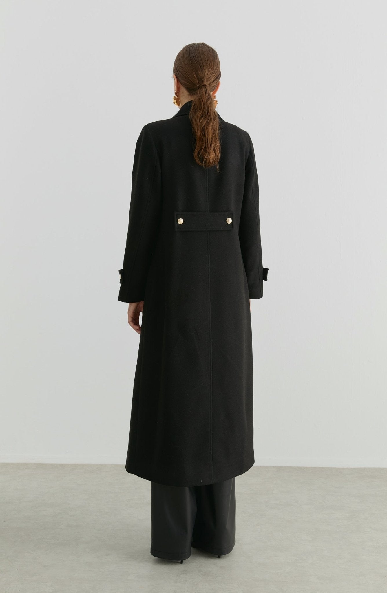 Blazer Maksi Siyah Kaşmir Kaban - Fatma Atasoy