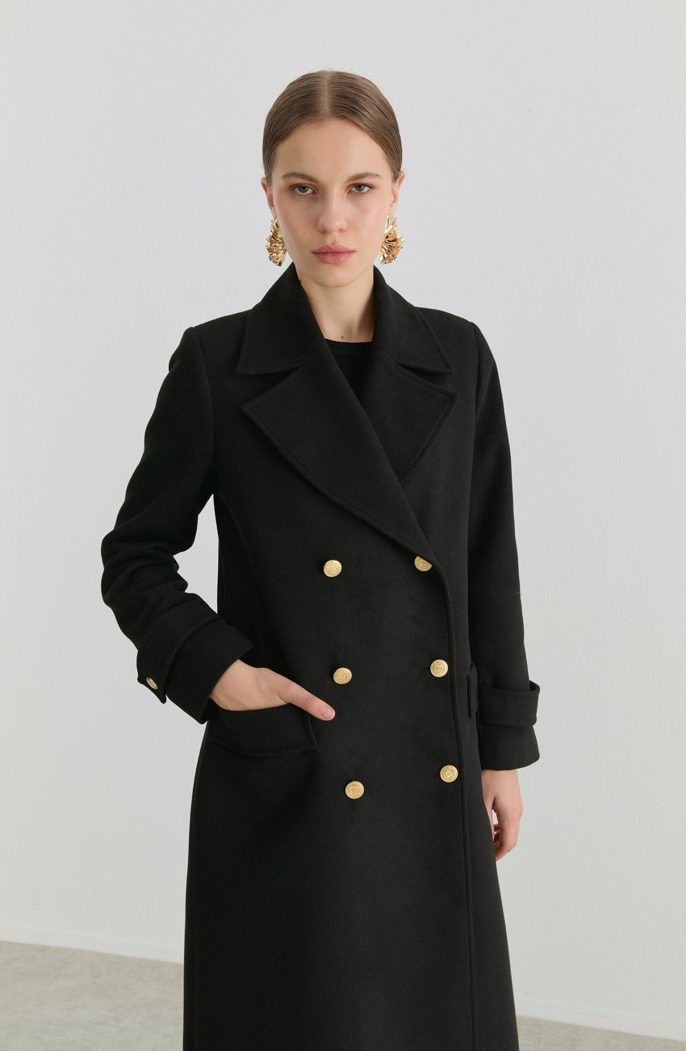 Blazer Maksi Siyah Kaşmir Kaban - Fatma Atasoy