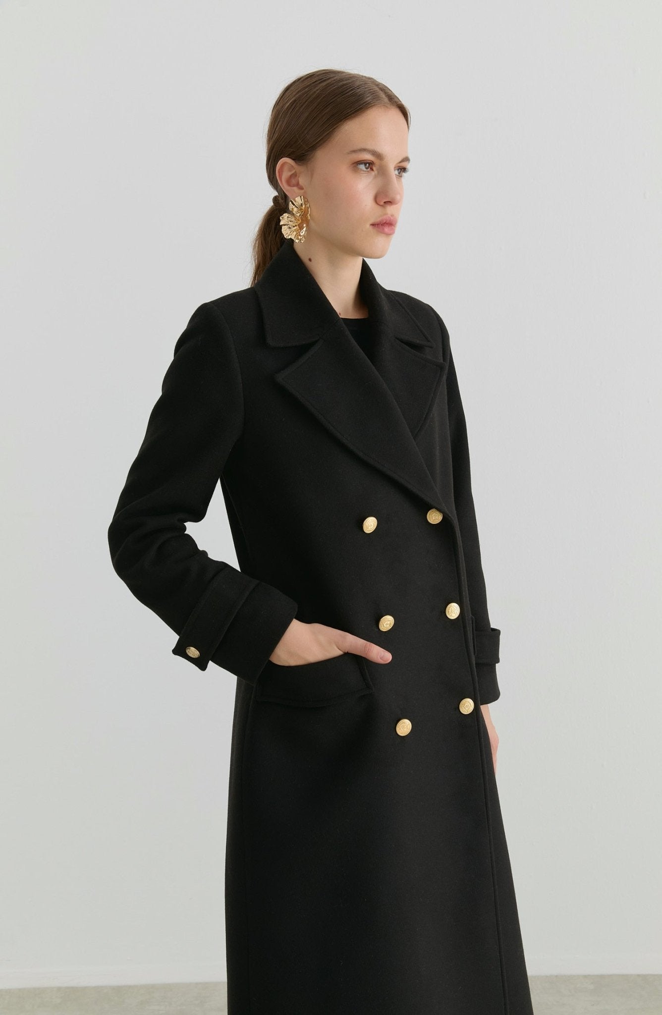 Blazer Maksi Siyah Kaşmir Kaban - Fatma Atasoy