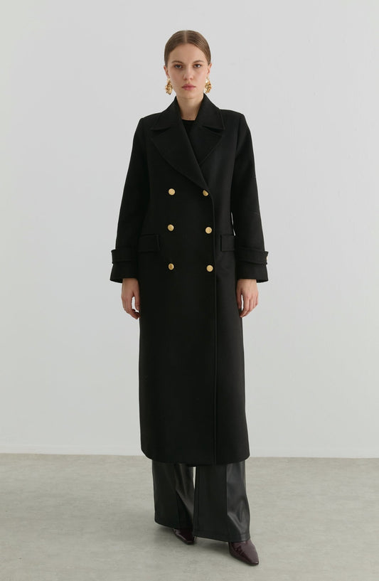 Blazer Maksi Siyah Kaşmir Kaban - Fatma Atasoy