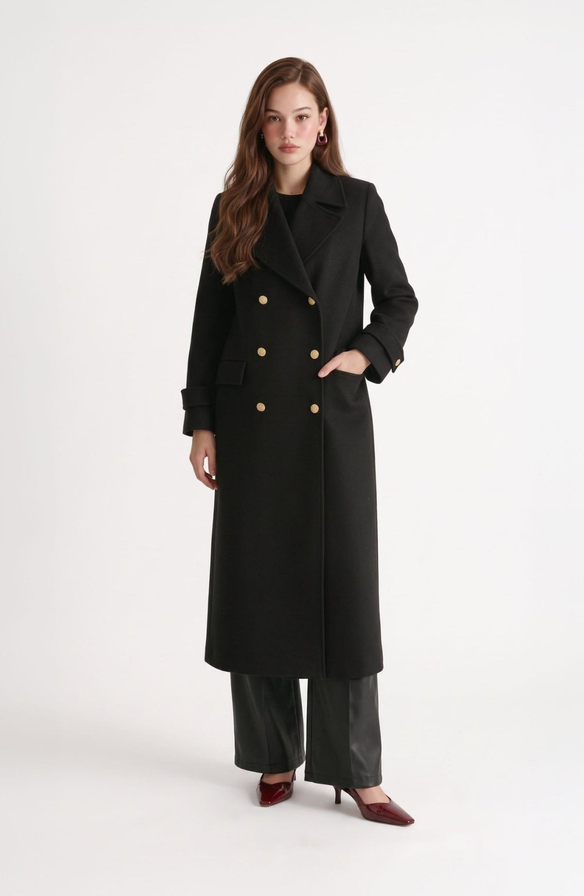 Blazer Maksi Siyah Kaşmir Kaban - Fatma Atasoy