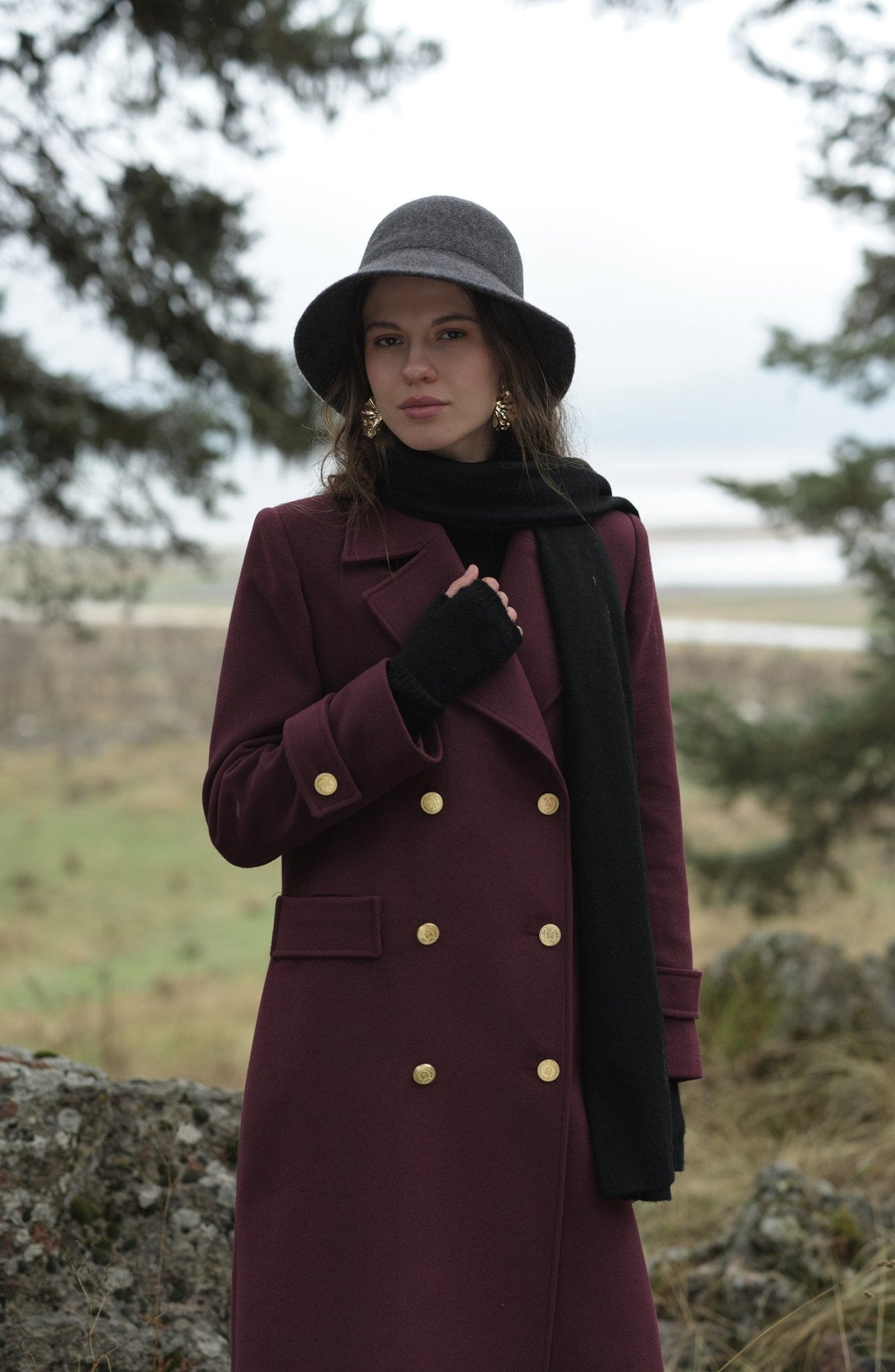 Blazer Maksi Vişne Kaşmir Kaban - Fatma Atasoy