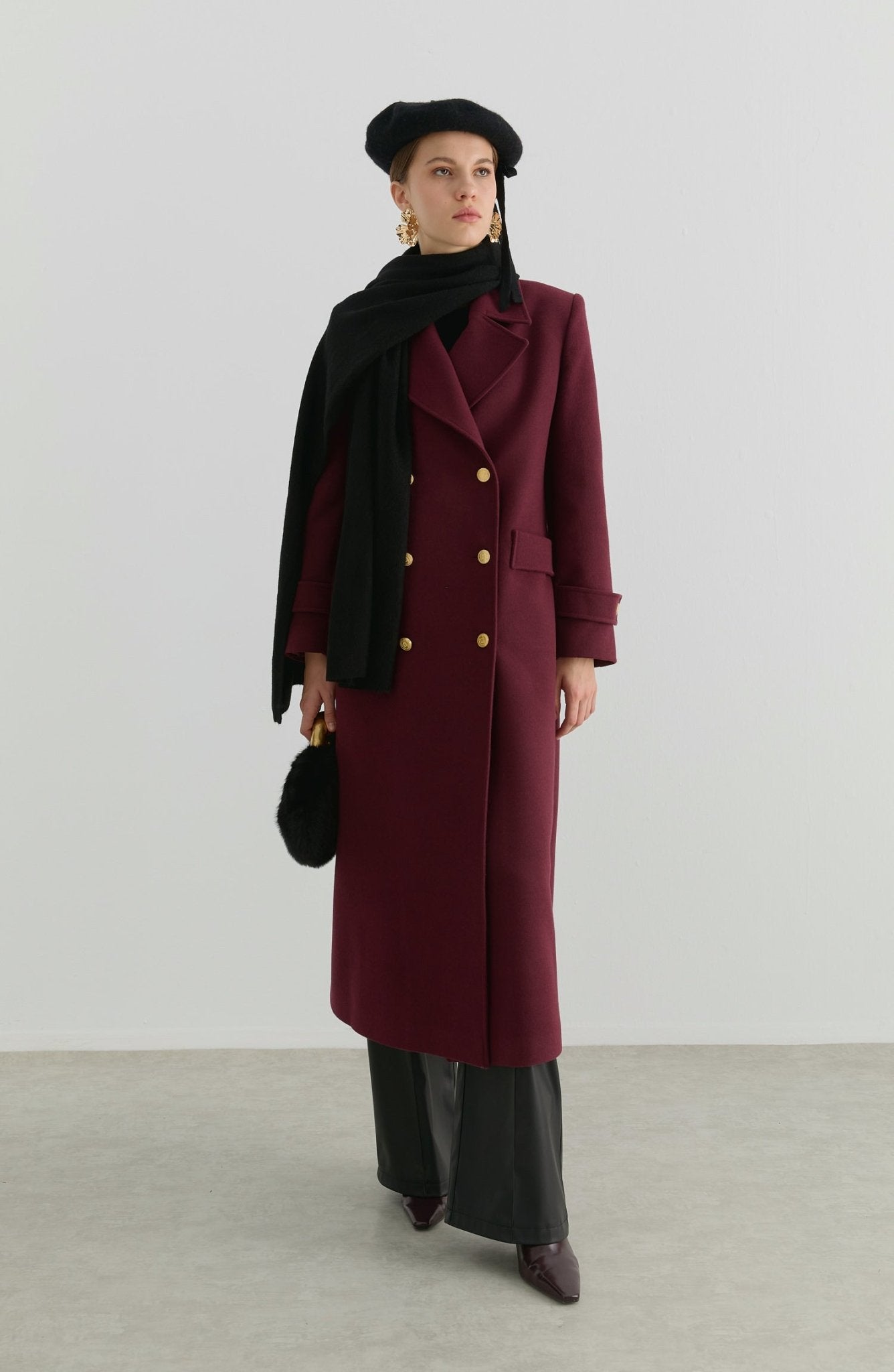 Blazer Maksi Vişne Kaşmir Kaban - Fatma Atasoy