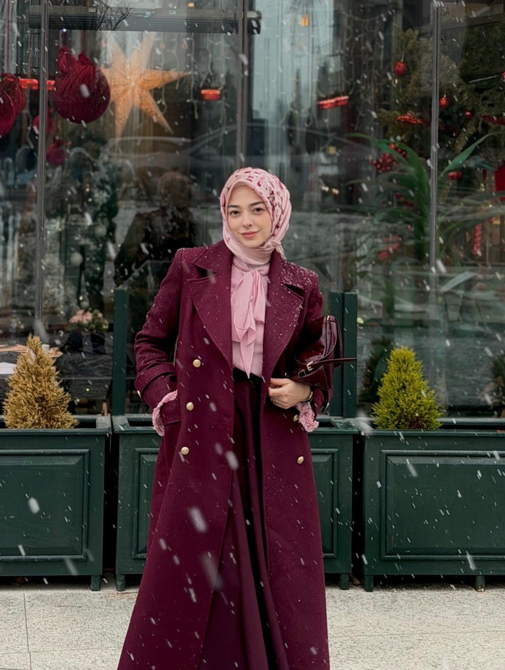 Blazer Maksi Vişne Kaşmir Kaban - Fatma Atasoy