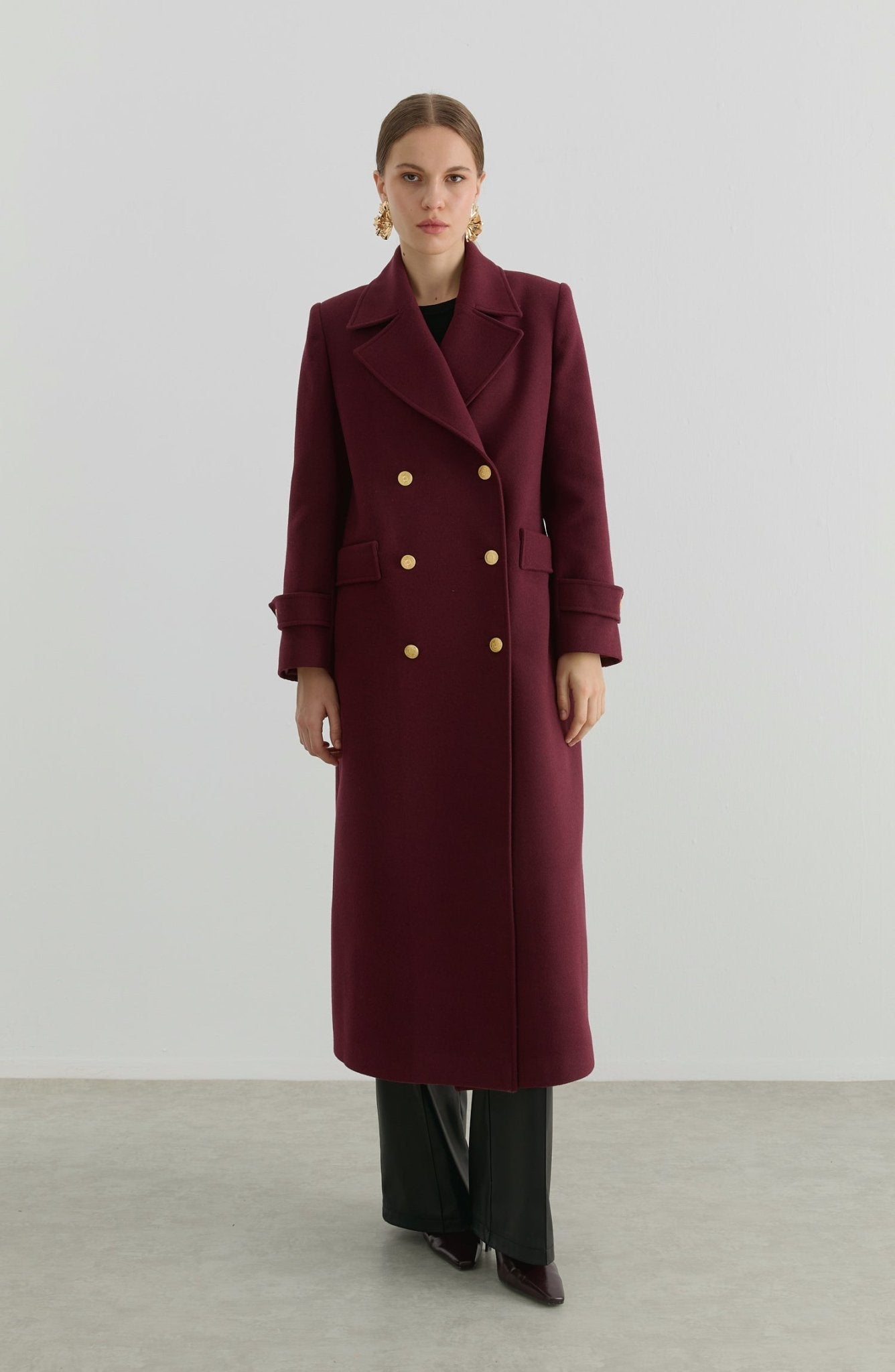 Blazer Maksi Vişne Kaşmir Kaban - Fatma Atasoy