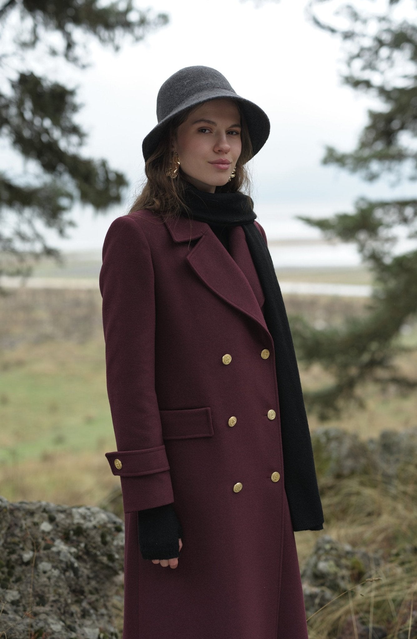 Blazer Maksi Vişne Kaşmir Kaban - Fatma Atasoy