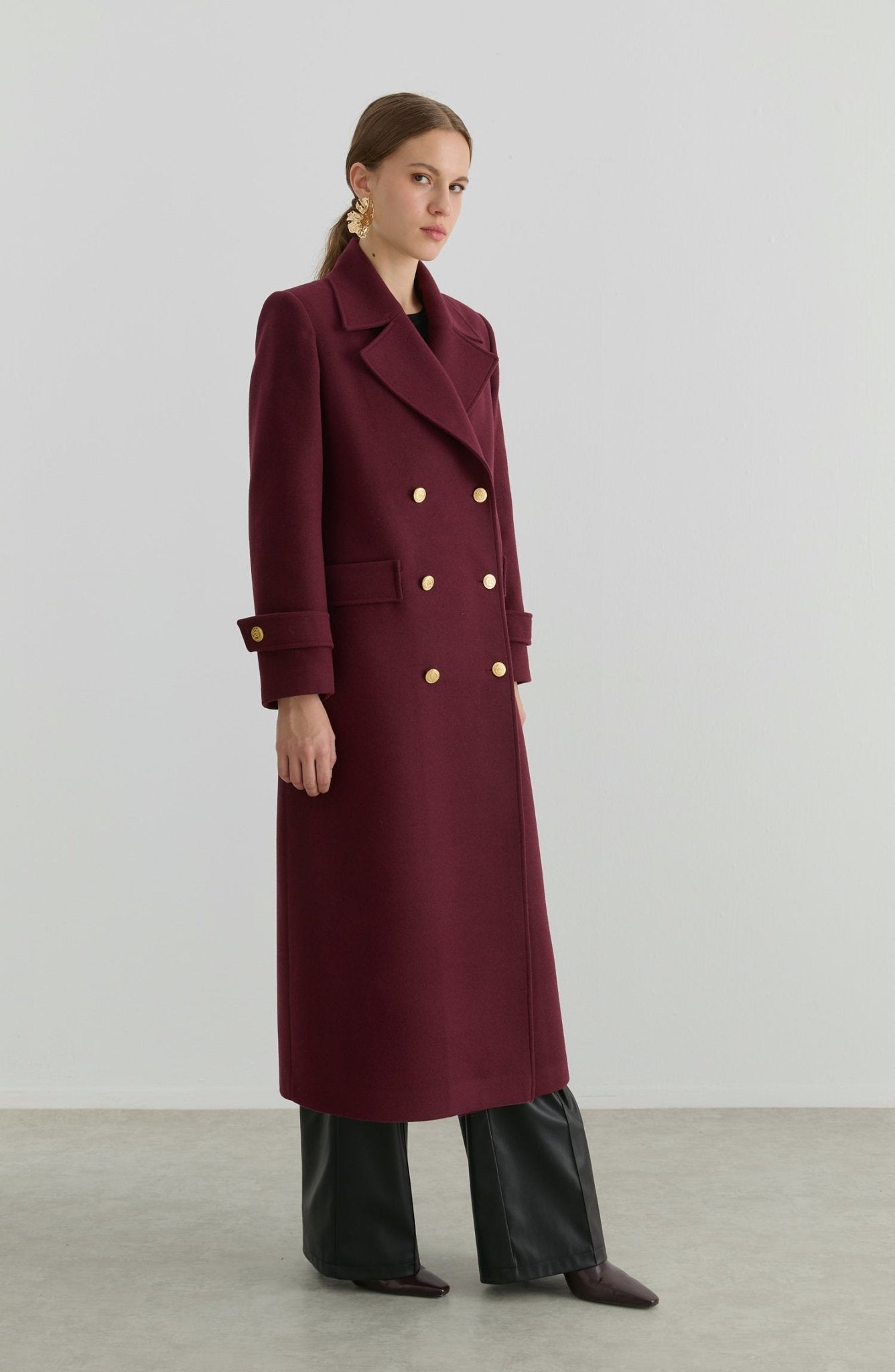 Blazer Maksi Vişne Kaşmir Kaban - Fatma Atasoy