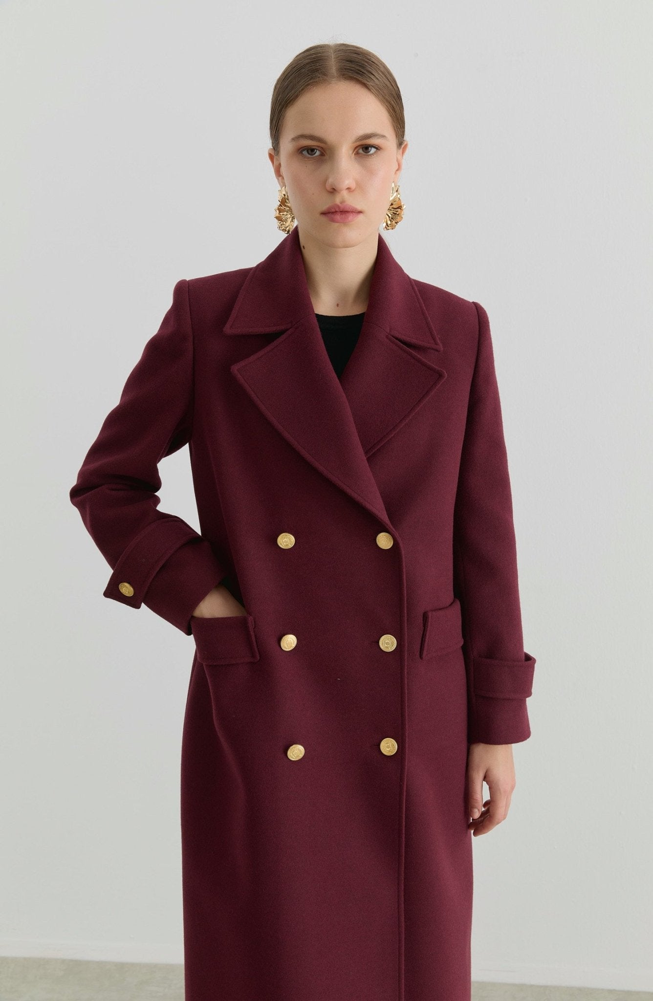 Blazer Maksi Vişne Kaşmir Kaban - Fatma Atasoy