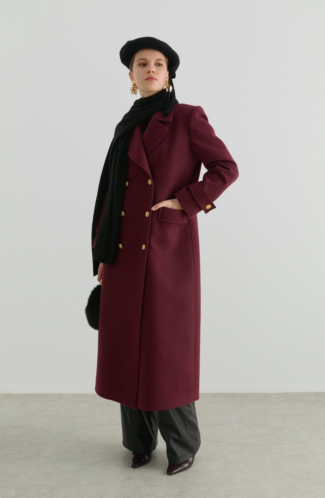 Blazer Maksi Vişne Kaşmir Kaban - Fatma Atasoy