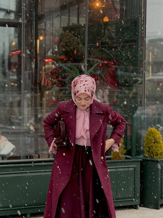 Blazer Maksi Vişne Kaşmir Kaban - Fatma Atasoy